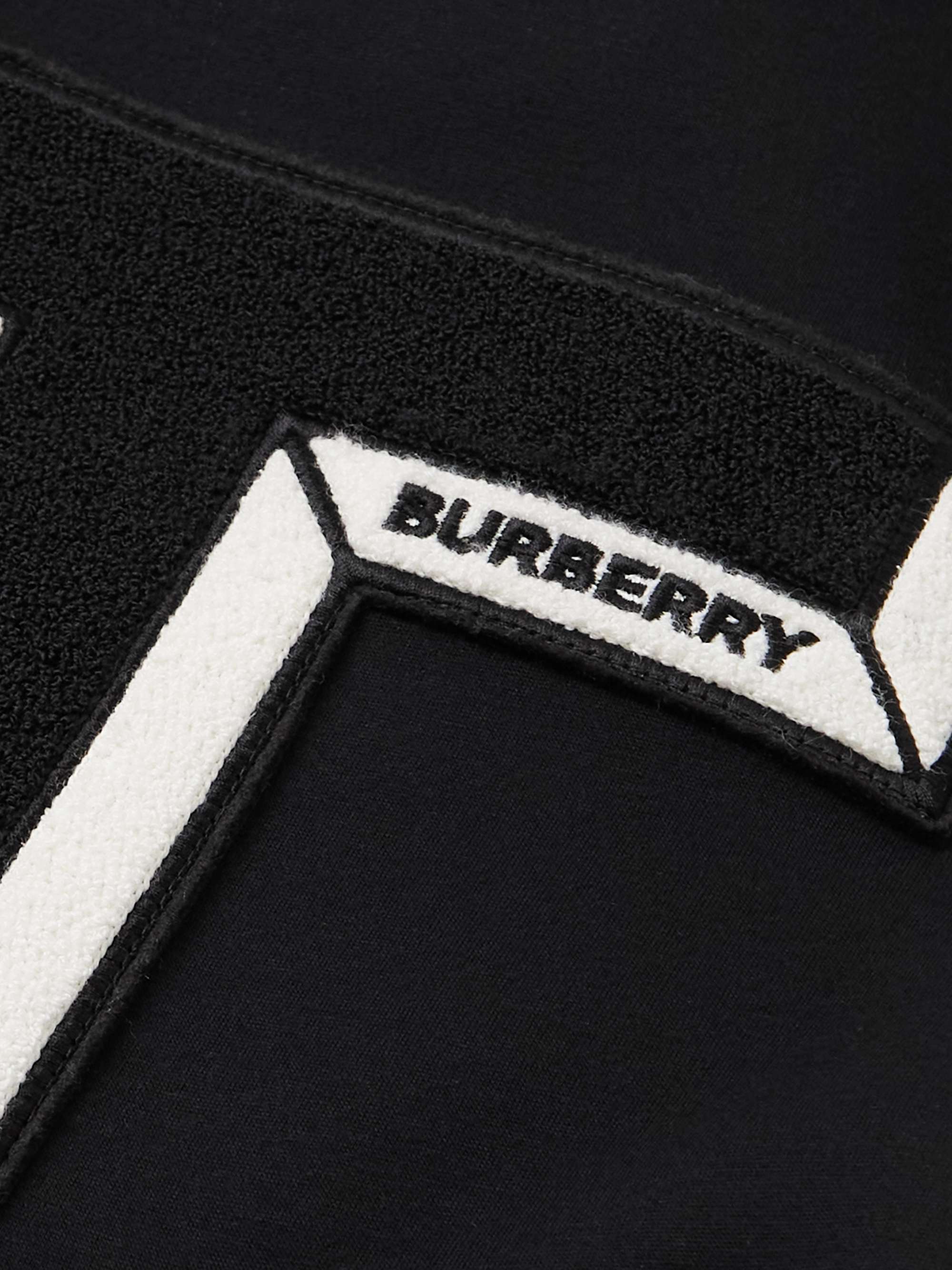 BURBERRY Logo-Appliquéd Jersey and Full-Grain Leather Padded Varsity Jacket