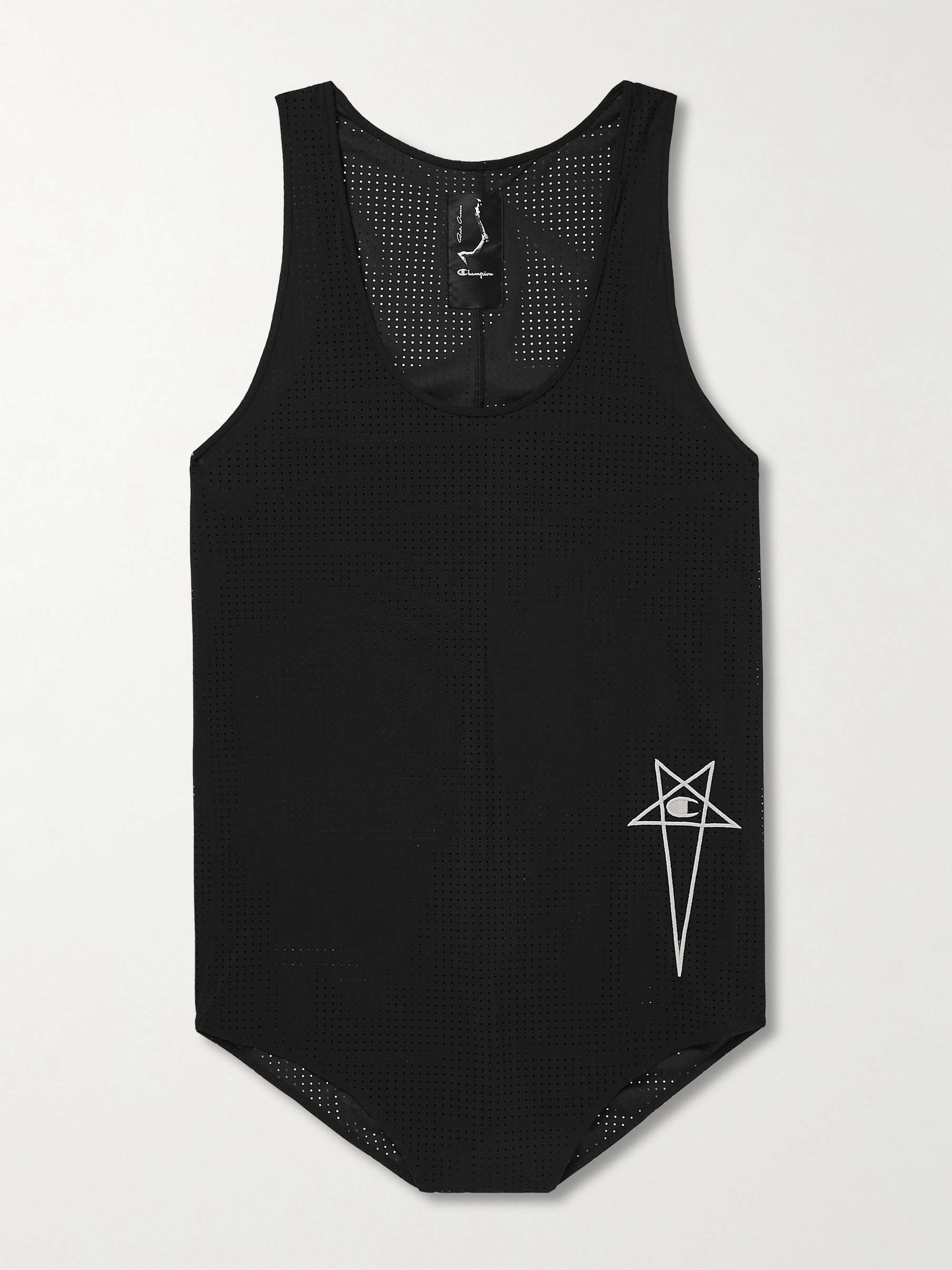 RICK OWENS + Champion Logo-Embroidered Recycled Stretch-Mesh Tank Top