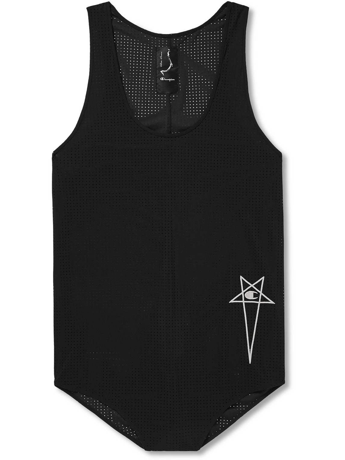 Rick Owens Champion Logo-Embroidered Recycled Stretch-Mesh Tank Top