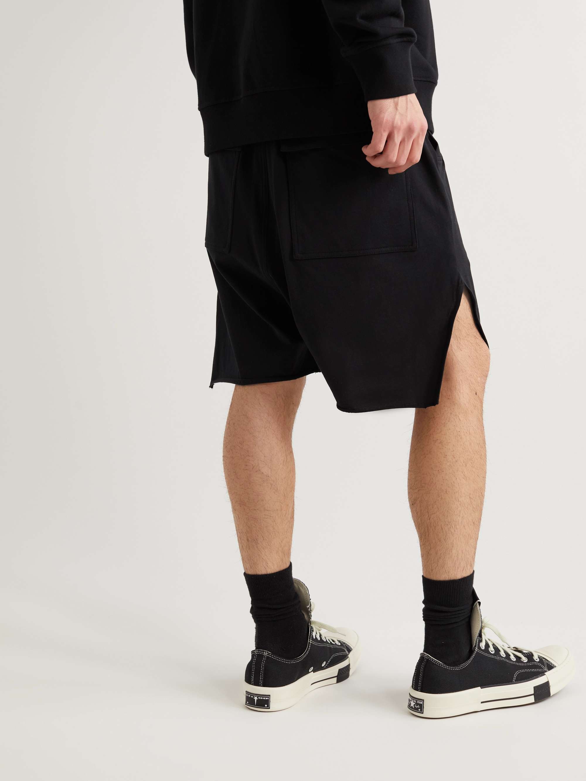 RICK OWENS + Champion Pods Logo-Embroidered Organic Cotton-Jersey Drawstring Shorts