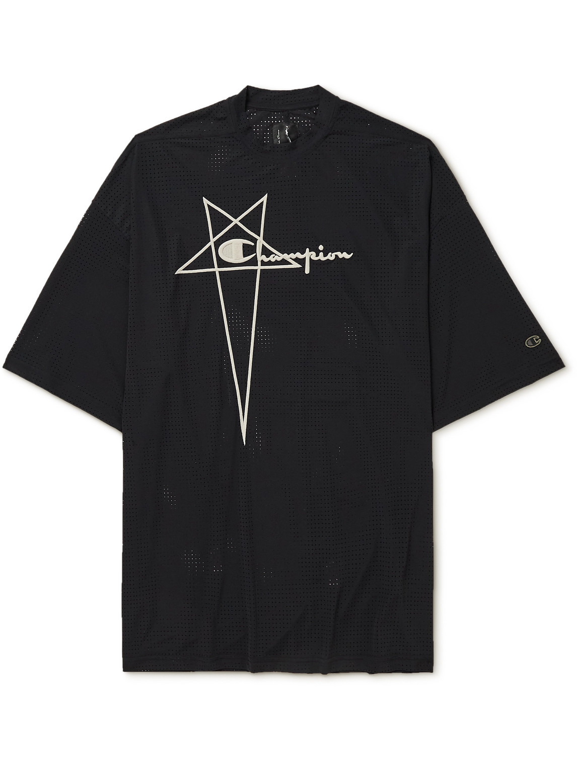 Rick Owens Champion Tommy Logo-Embroidered Recycled Stretch-Mesh T-Shirt