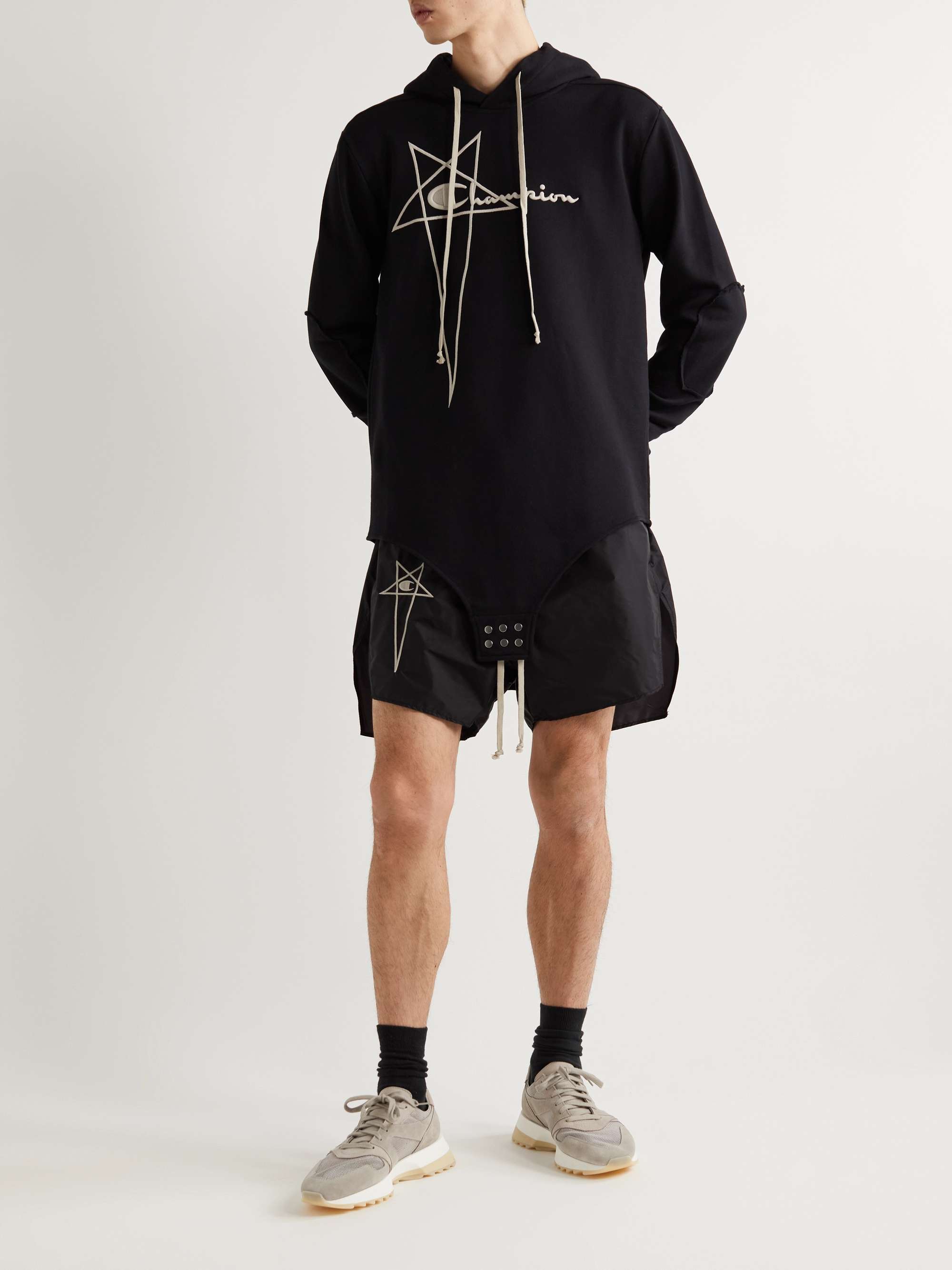 RICK OWENS + Champion Dolphin Logo-Embroidered Recycled Shell Drawstring Shorts