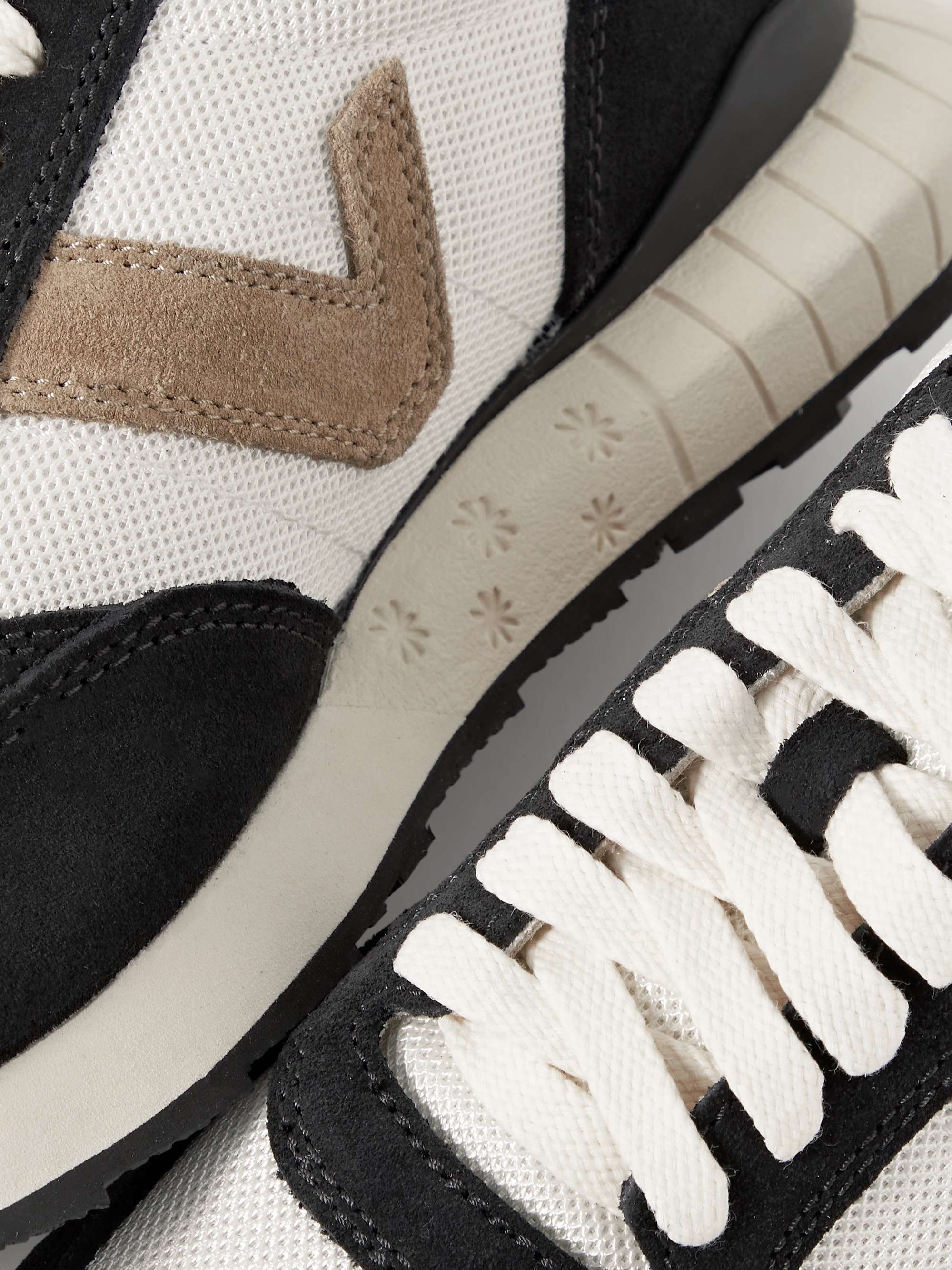 VISVIM Dunand Suede and Leather-Trimmed Mesh Sneakers