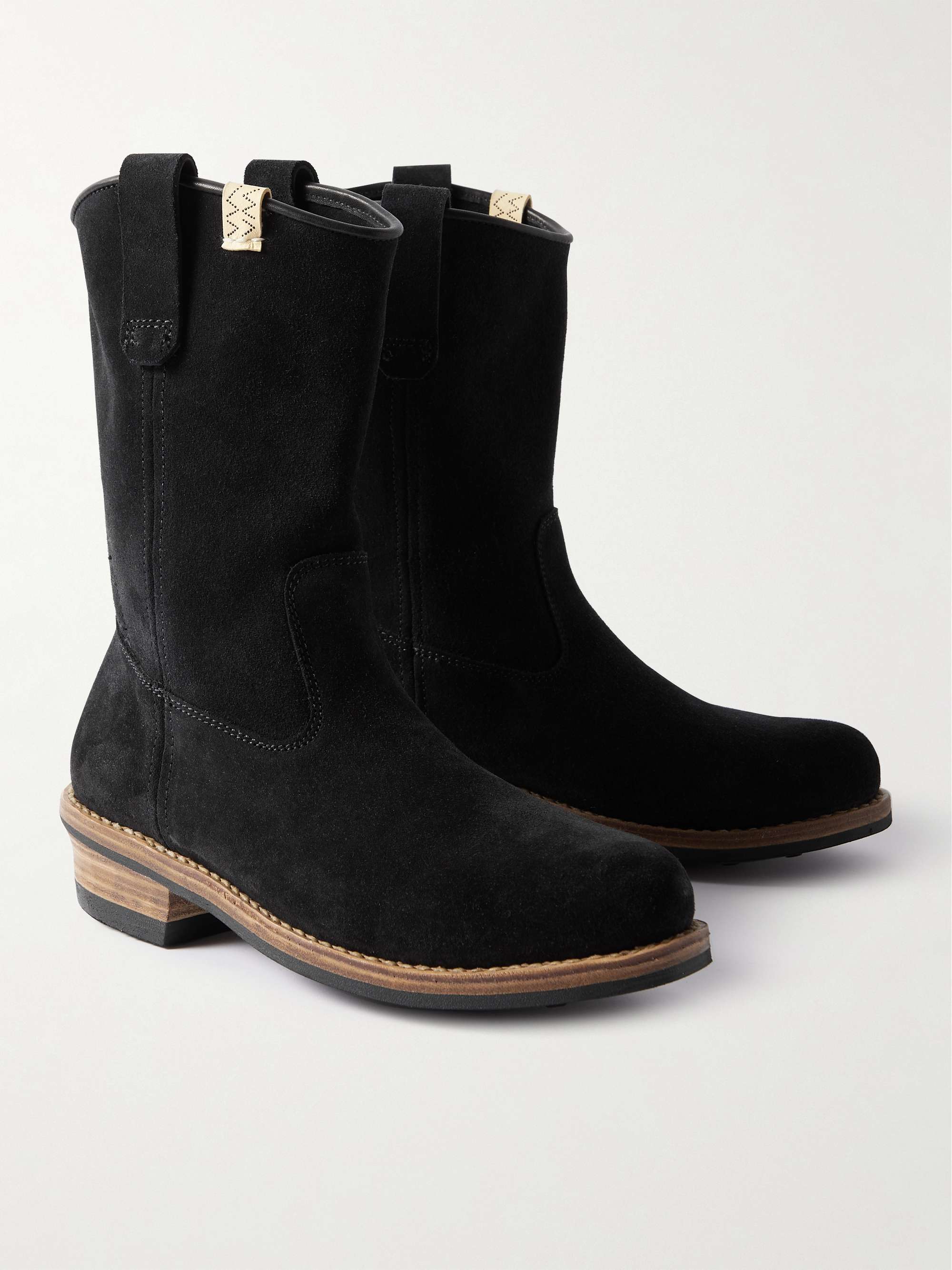 VISVIM Wabanaki Leather-Trimmed Suede Boots