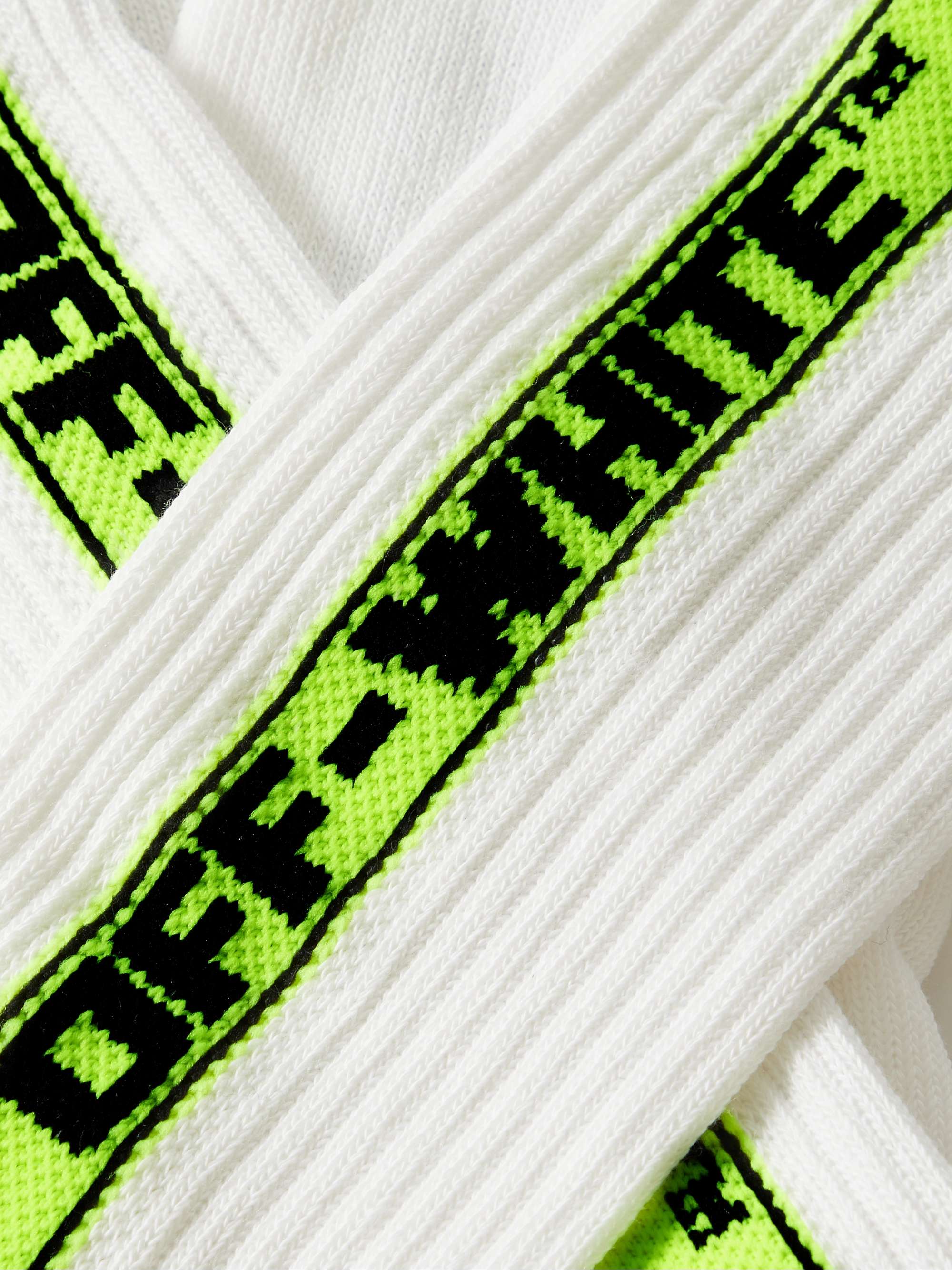 OFF-WHITE Logo-Jacquard Ribbed Cotton-Blend Socks