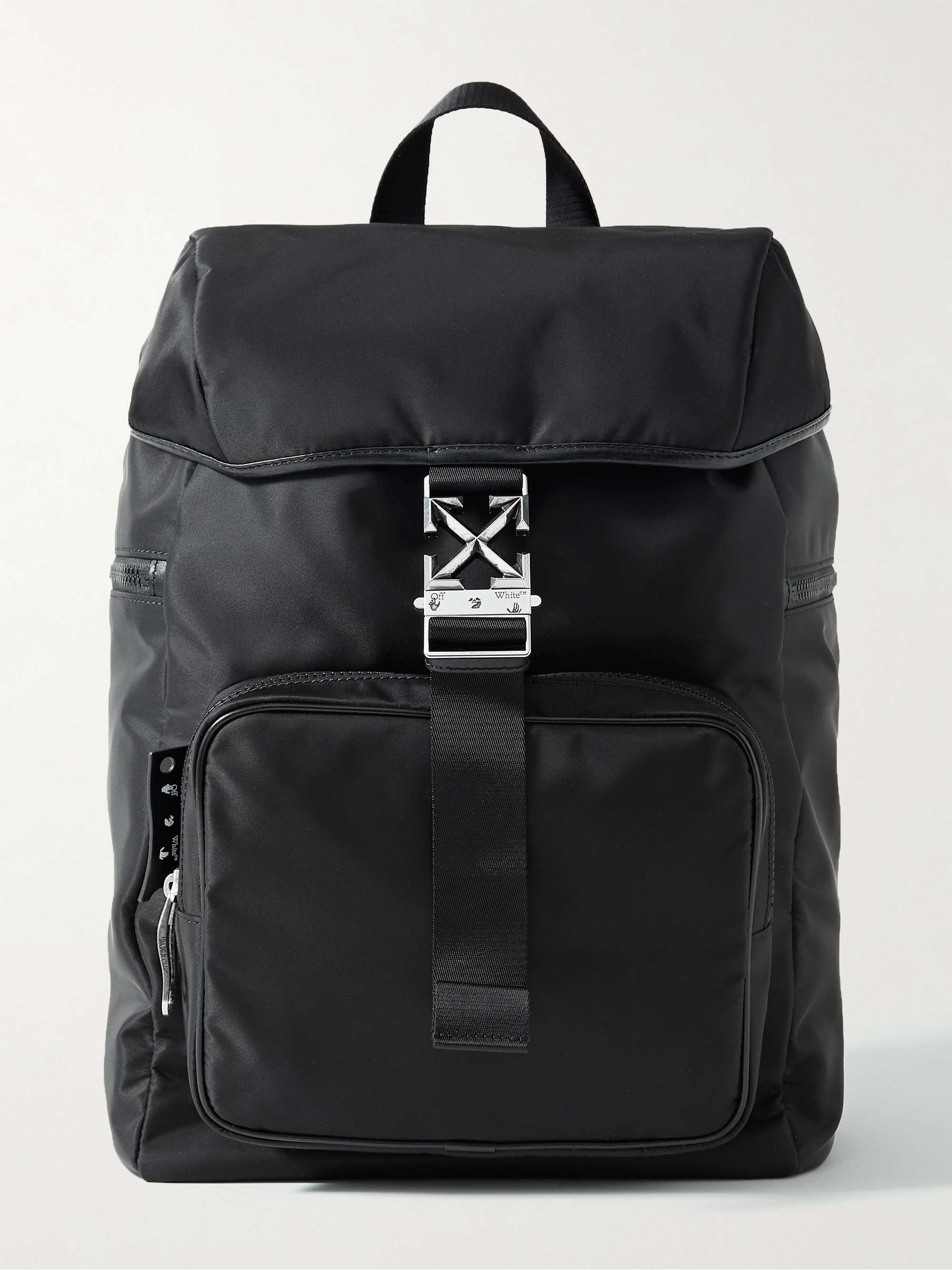 오프 화이트 백팩 OFF-WHITE Arrow Faux Leather-Trimmed Nylon Backpack,Black