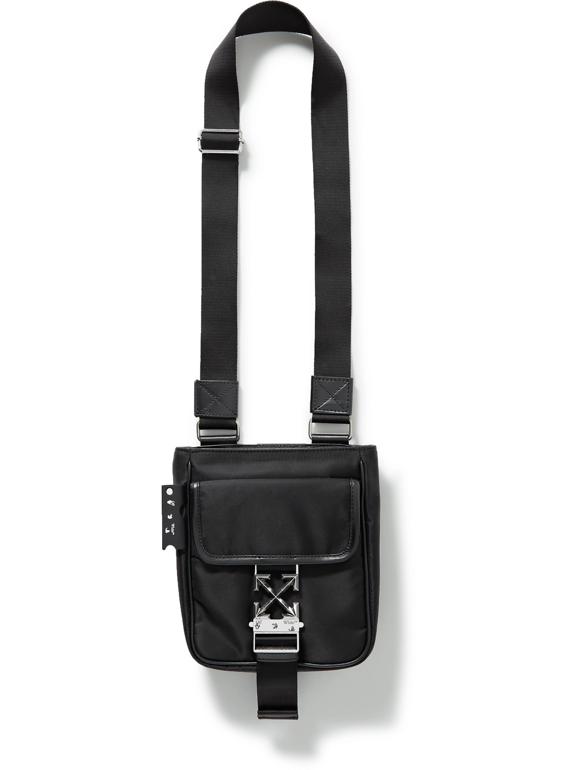 Arrow Leather-Trimmed Nylon Messenger Bag