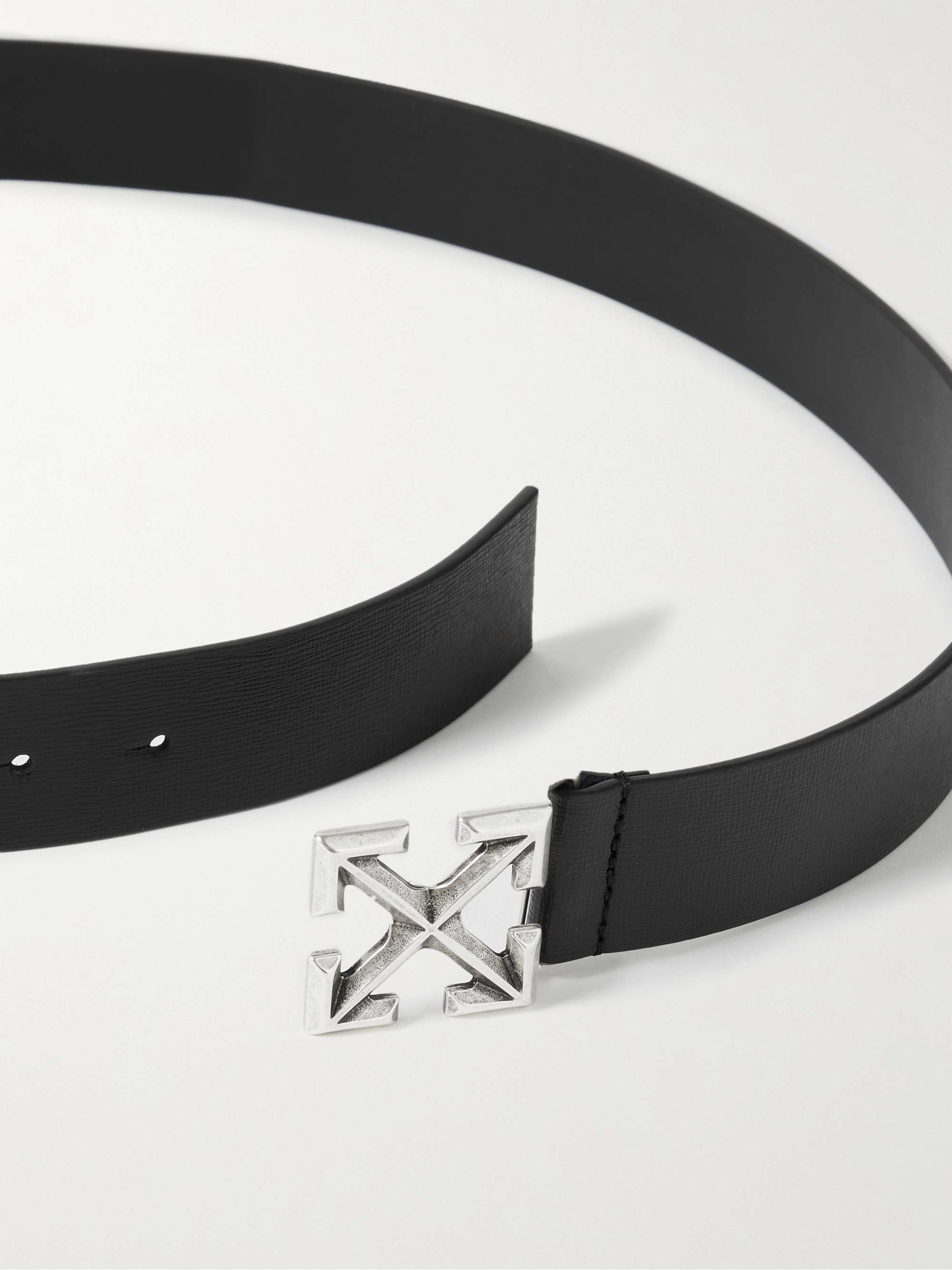 OFF-WHITE 3.5cm Cross-Grain Leather Belt