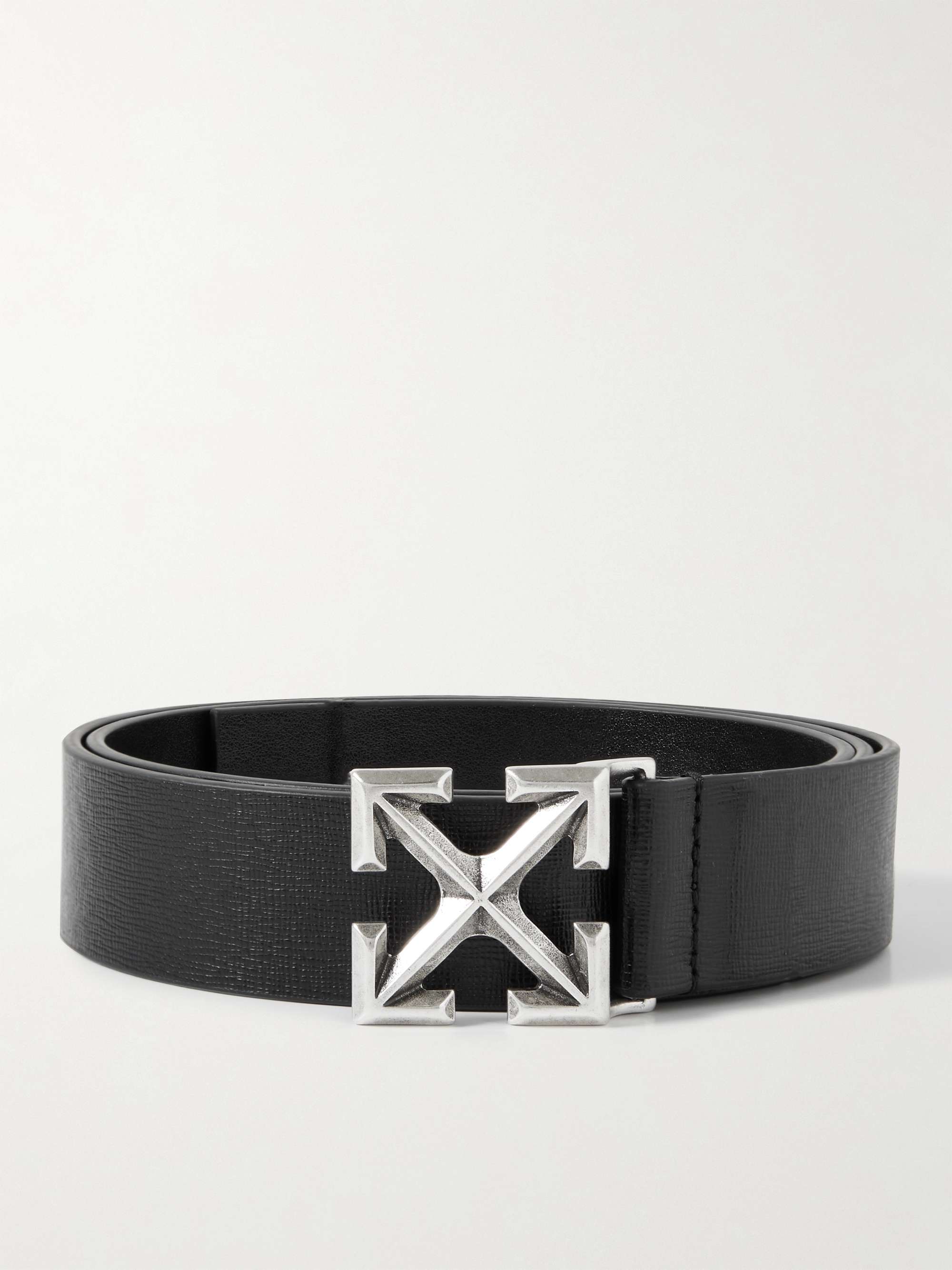 OFF-WHITE 3.5cm Cross-Grain Leather Belt