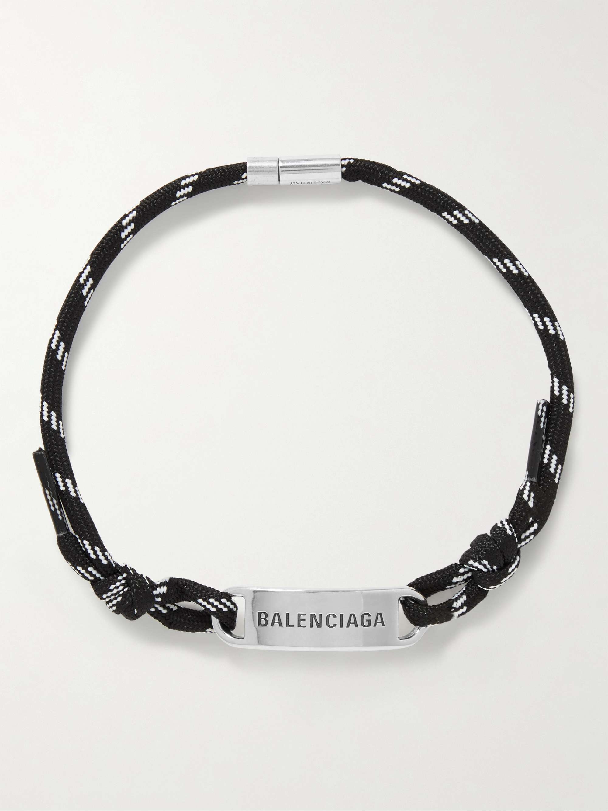 BALENCIAGA Sterling Silver and Cord Necklace