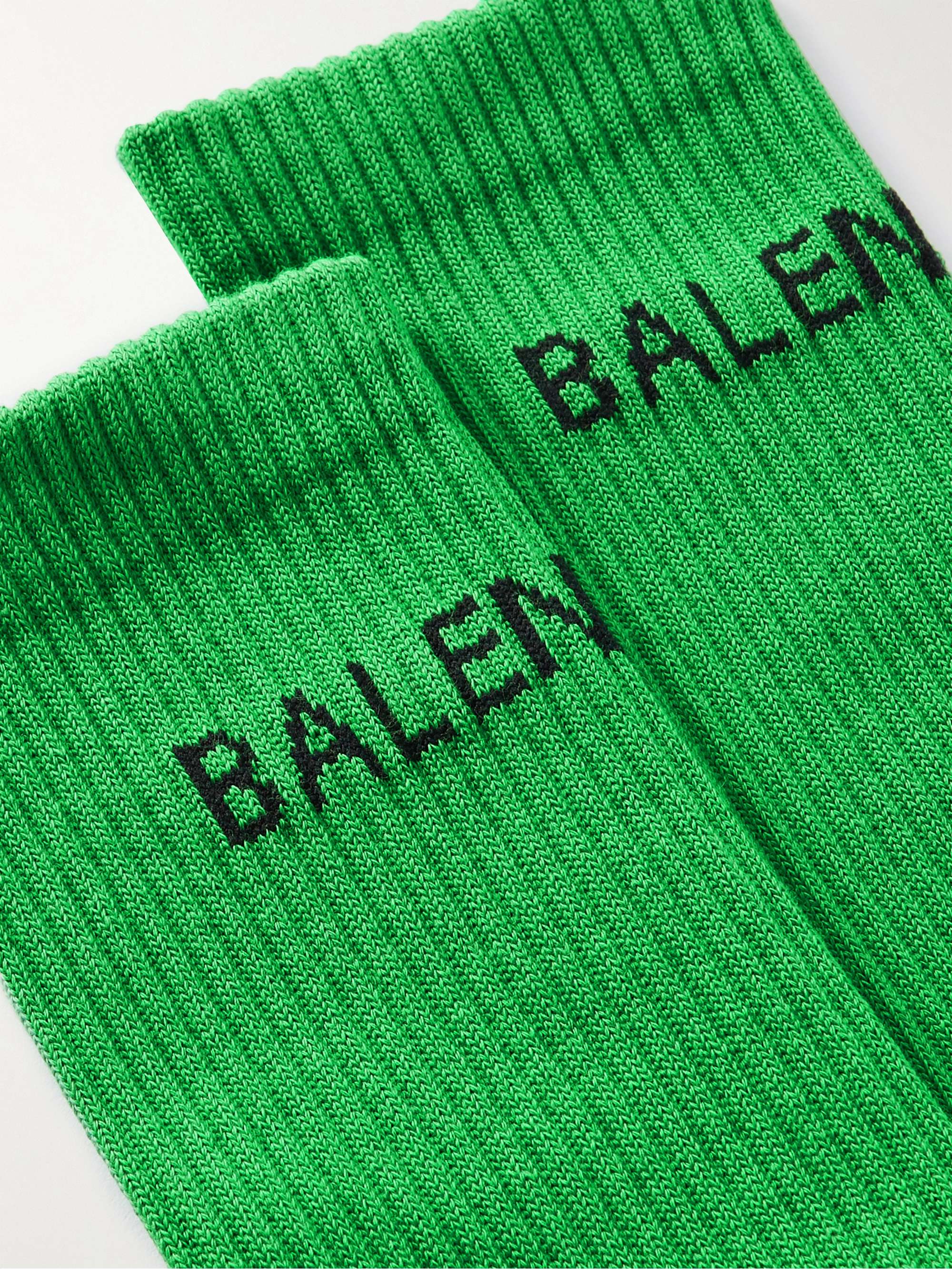 BALENCIAGA Logo-Jacquard Ribbed Cotton-Blend Socks