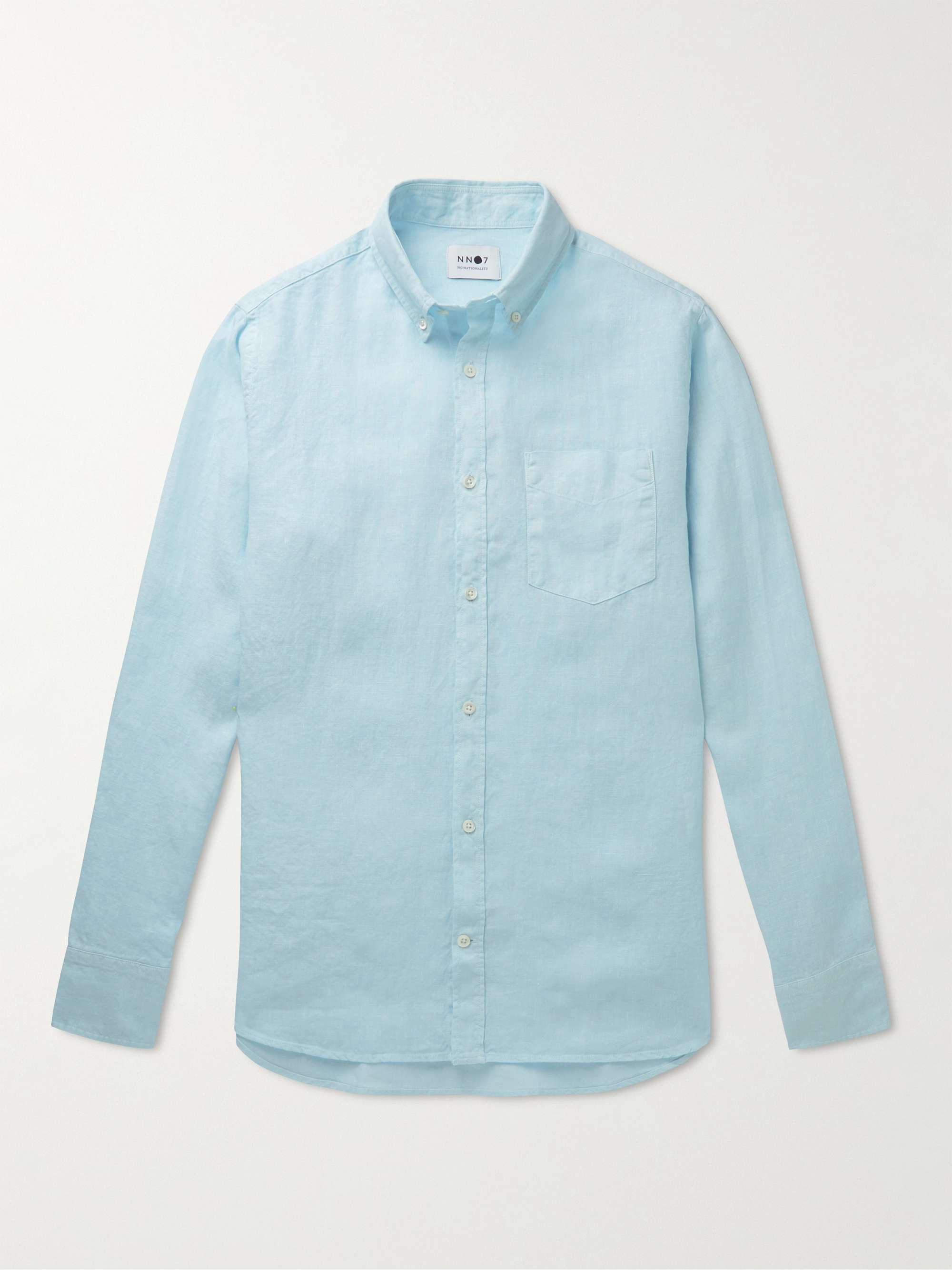 NN07 Levon Button-Down Collar Linen Shirt