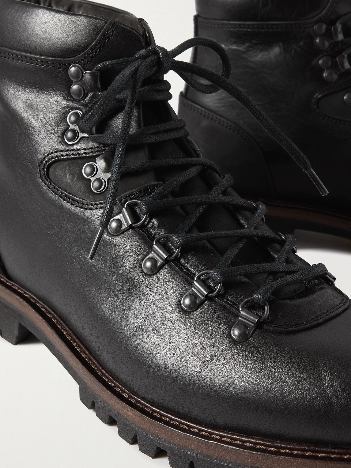 Belstaff Gorge Nubuck-trimmed Leather Boots In Black | ModeSens