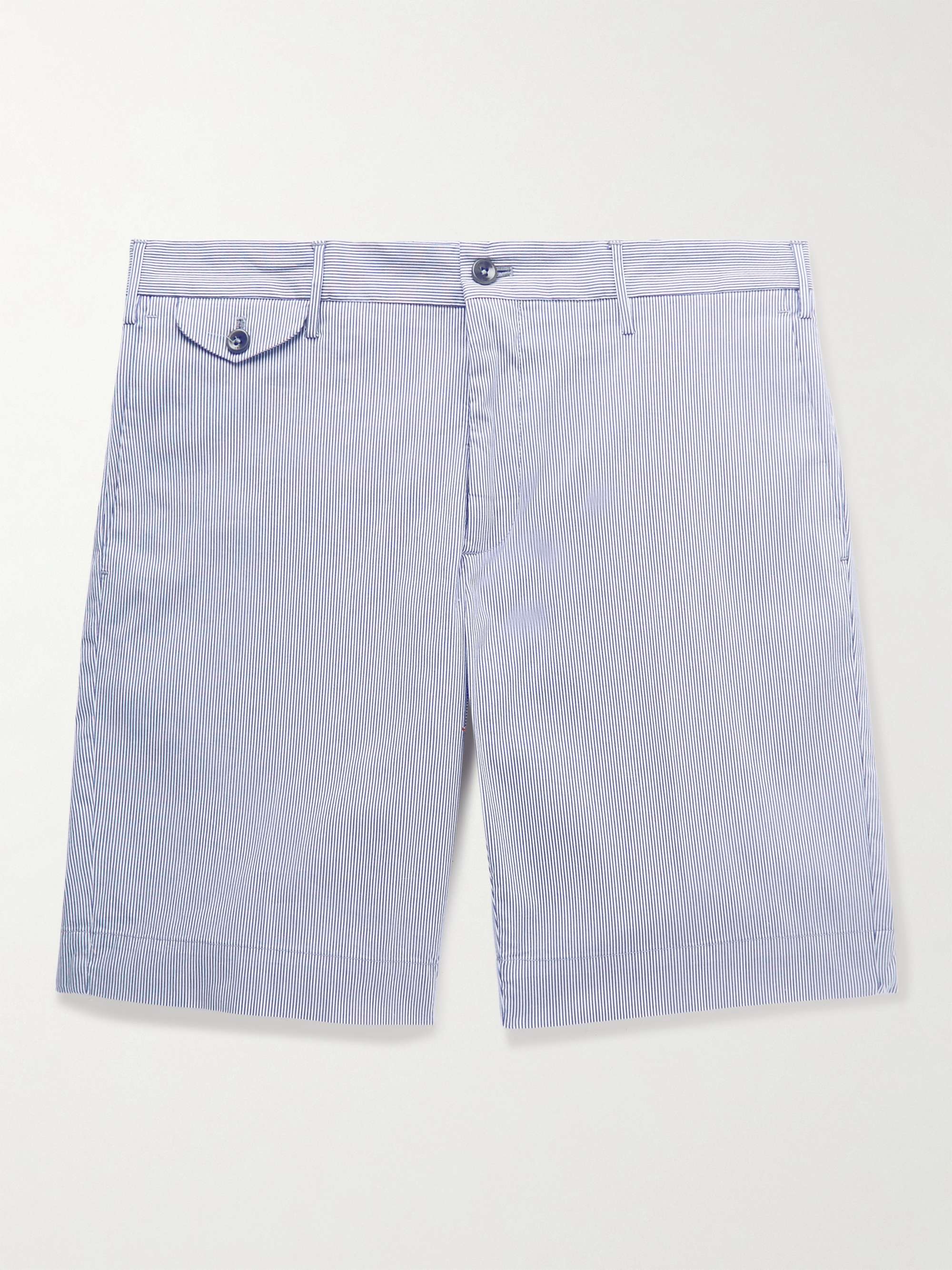 INCOTEX Slim-Fit Striped Cotton-Blend Poplin Bermuda Shorts