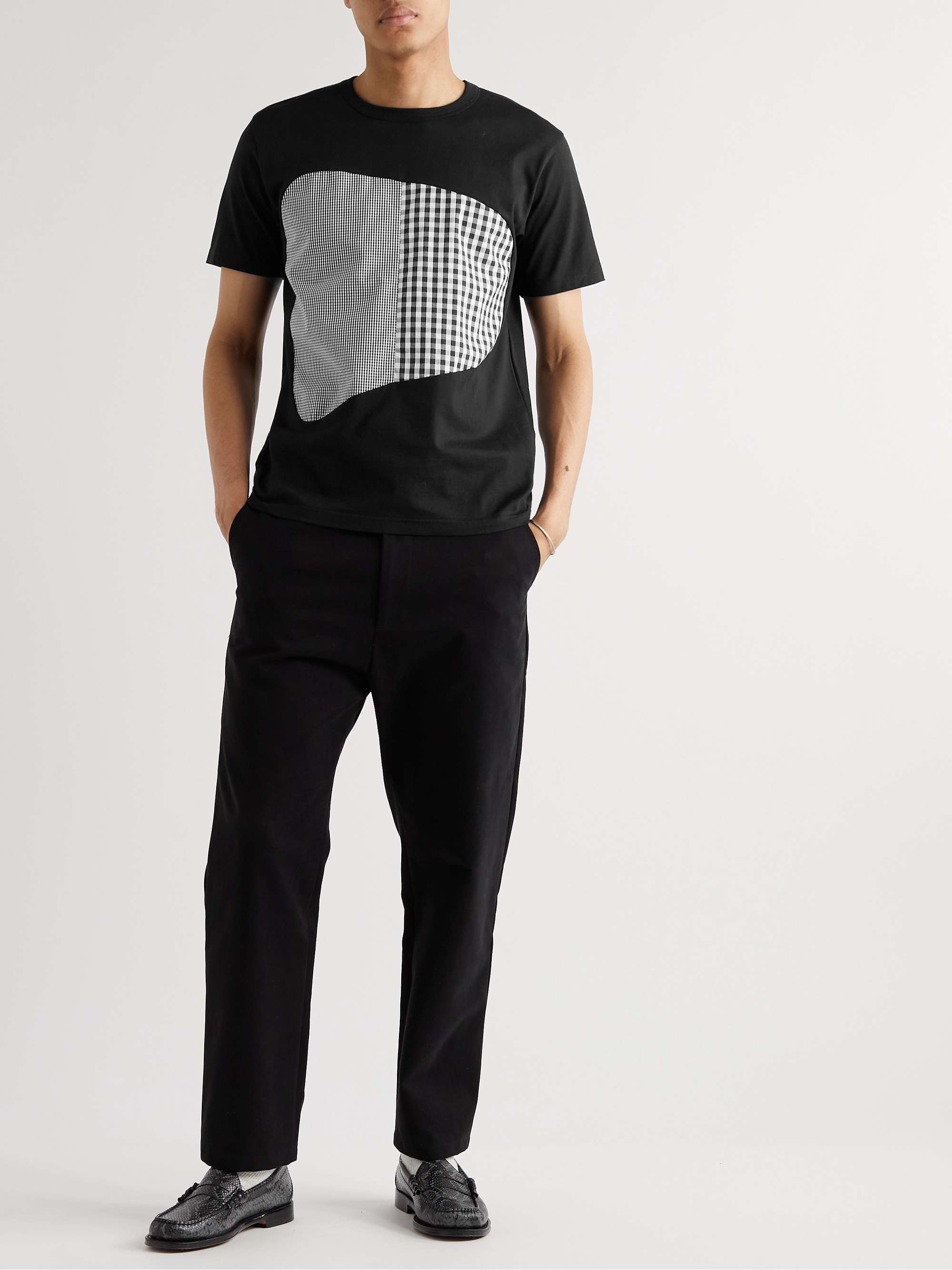 ALOYE Poplin-Panelled Cotton-Jersey T-Shirt