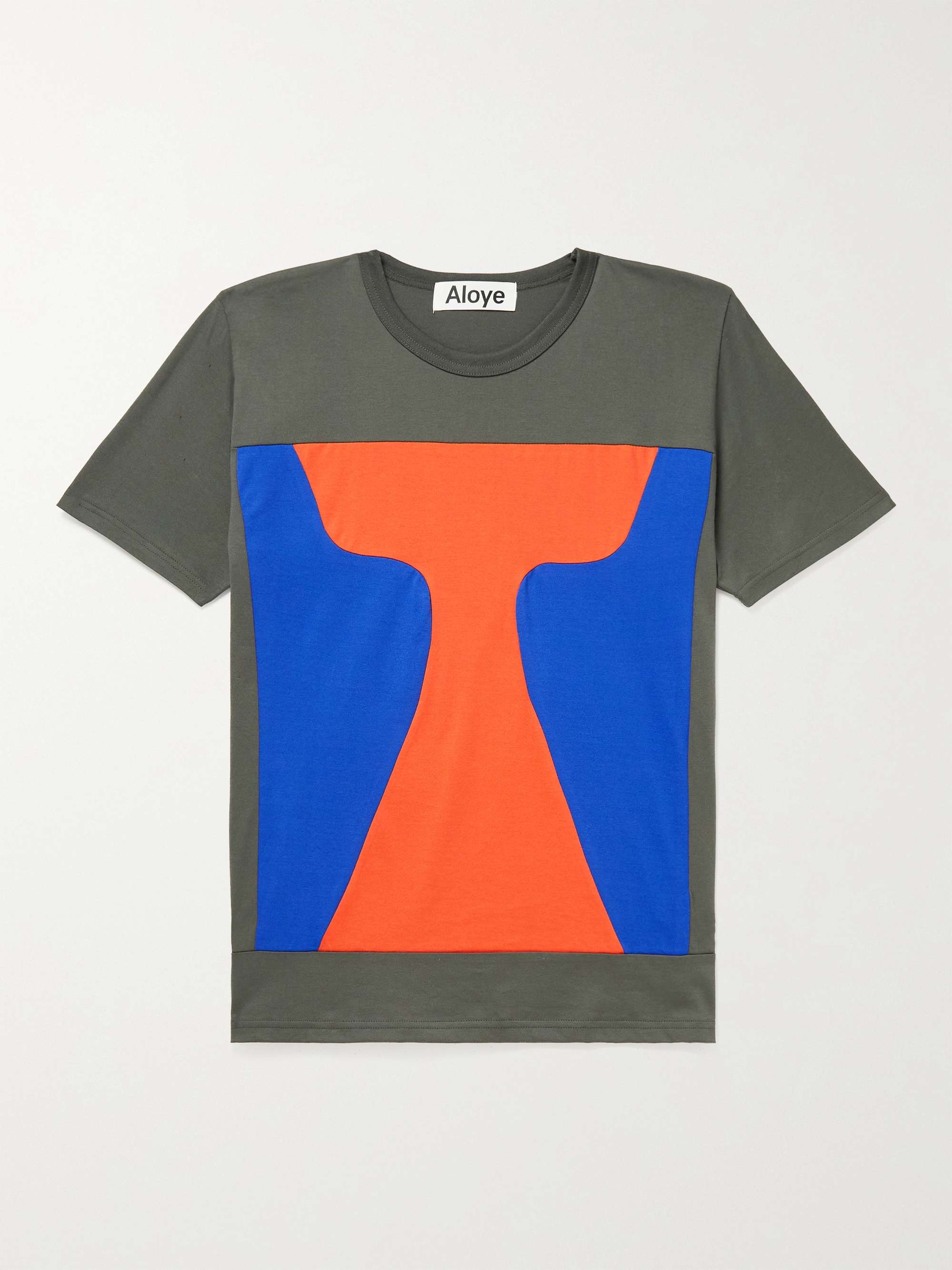 ALOYE Colour-Block Panelled Cotton-Jersey T-Shirt