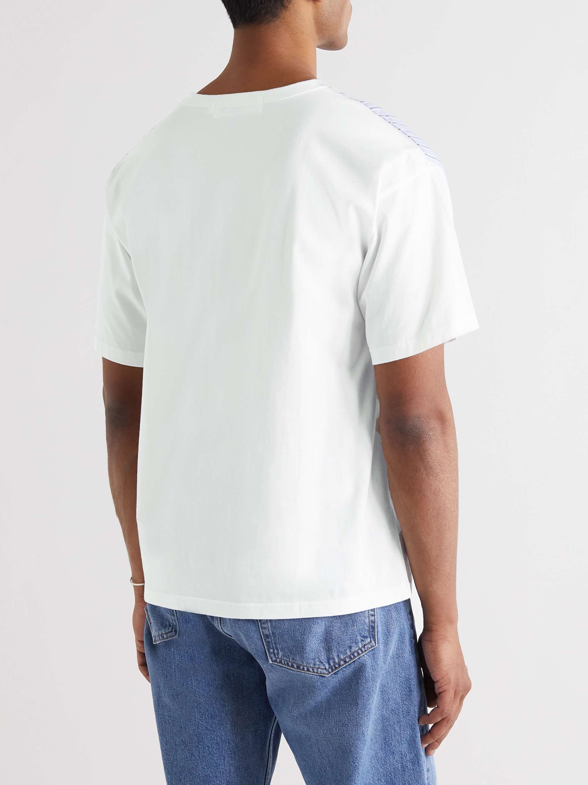 ALOYE Poplin-Panelled Cotton-Jersey T-Shirt
