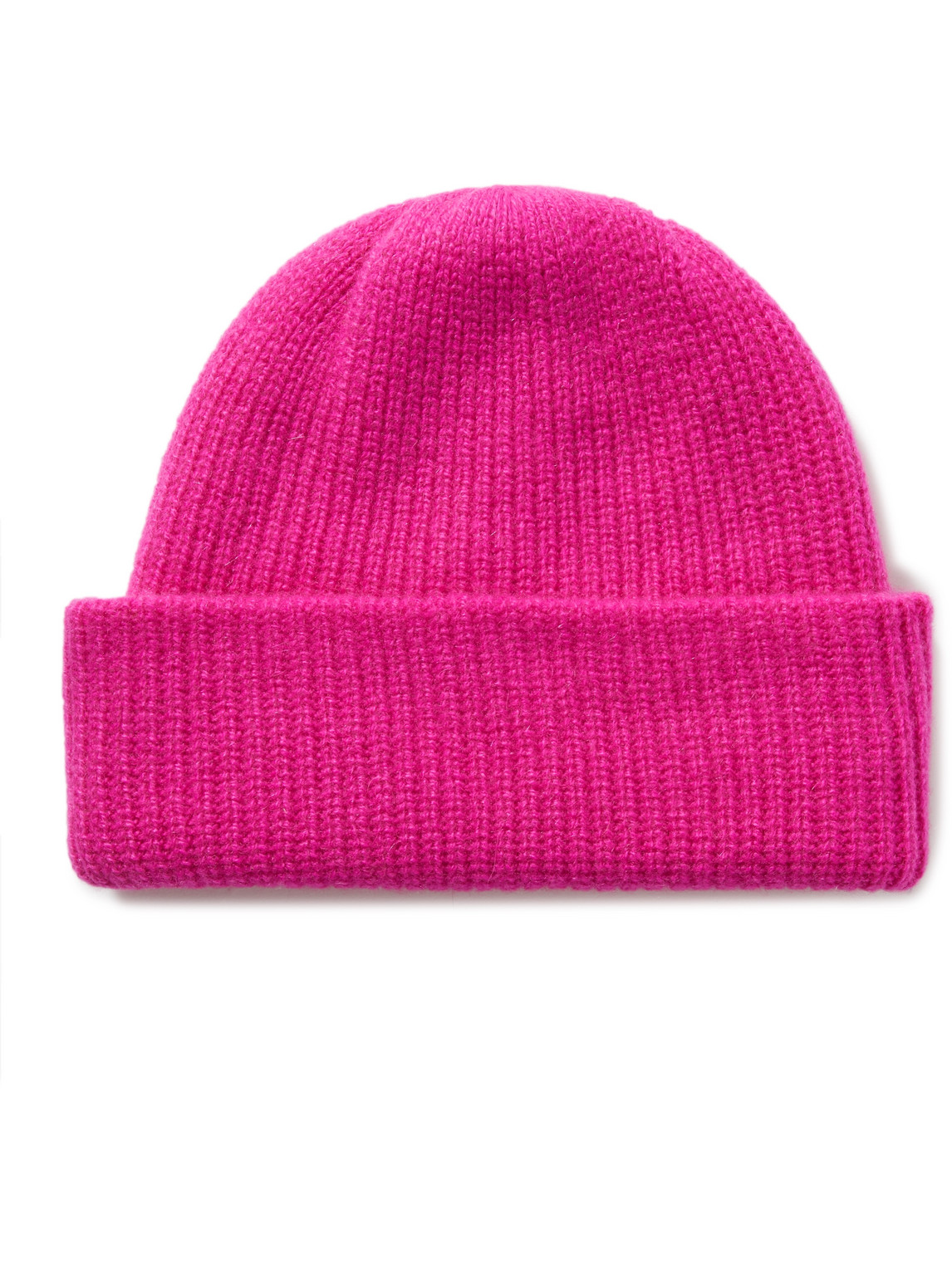 The Elder Statesman Watchman Ribbed Cashmere Beanie In Pink  display picture 2