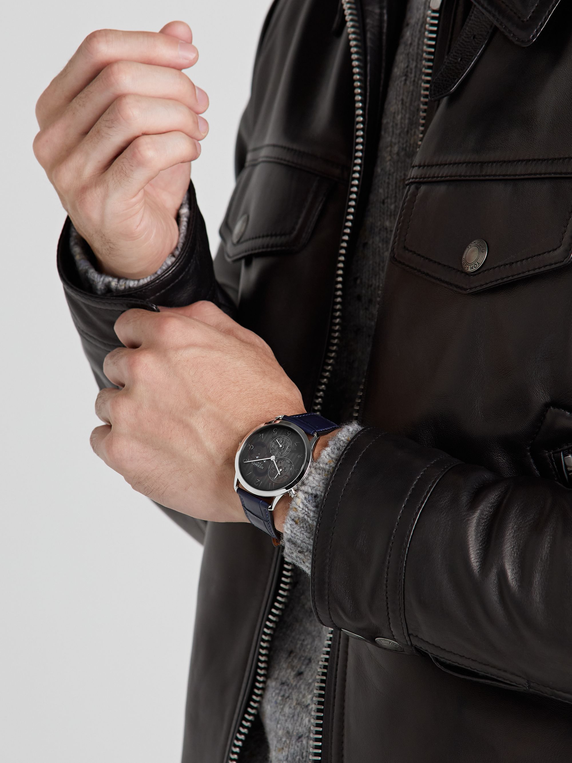 HERMÈS TIMEPIECES Slim d'Hermès Automatic GMT 39mm Platinum and Alligator Watch, Ref. No. 054157WW00