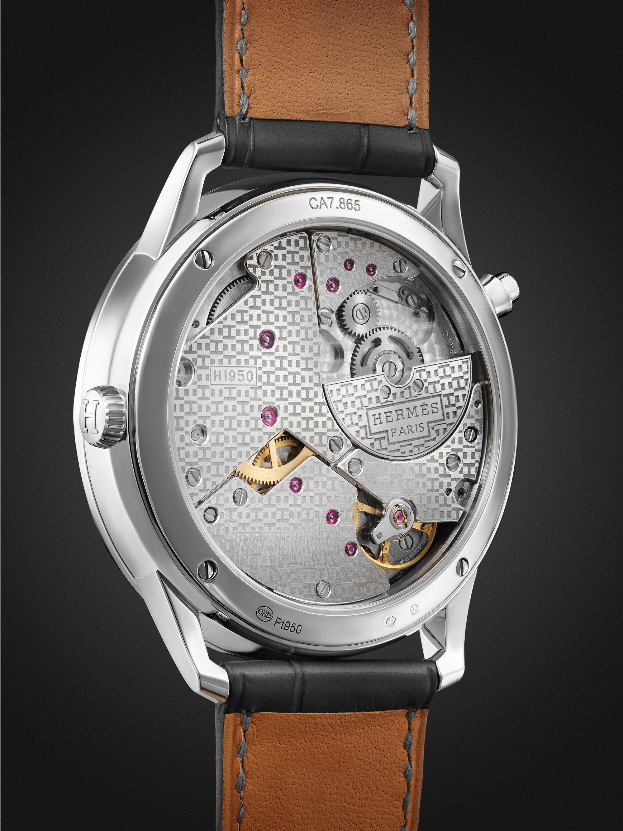 HERMÈS TIMEPIECES Slim d'Hermès Automatic GMT 39mm Platinum and Alligator Watch, Ref. No. 054192WW00