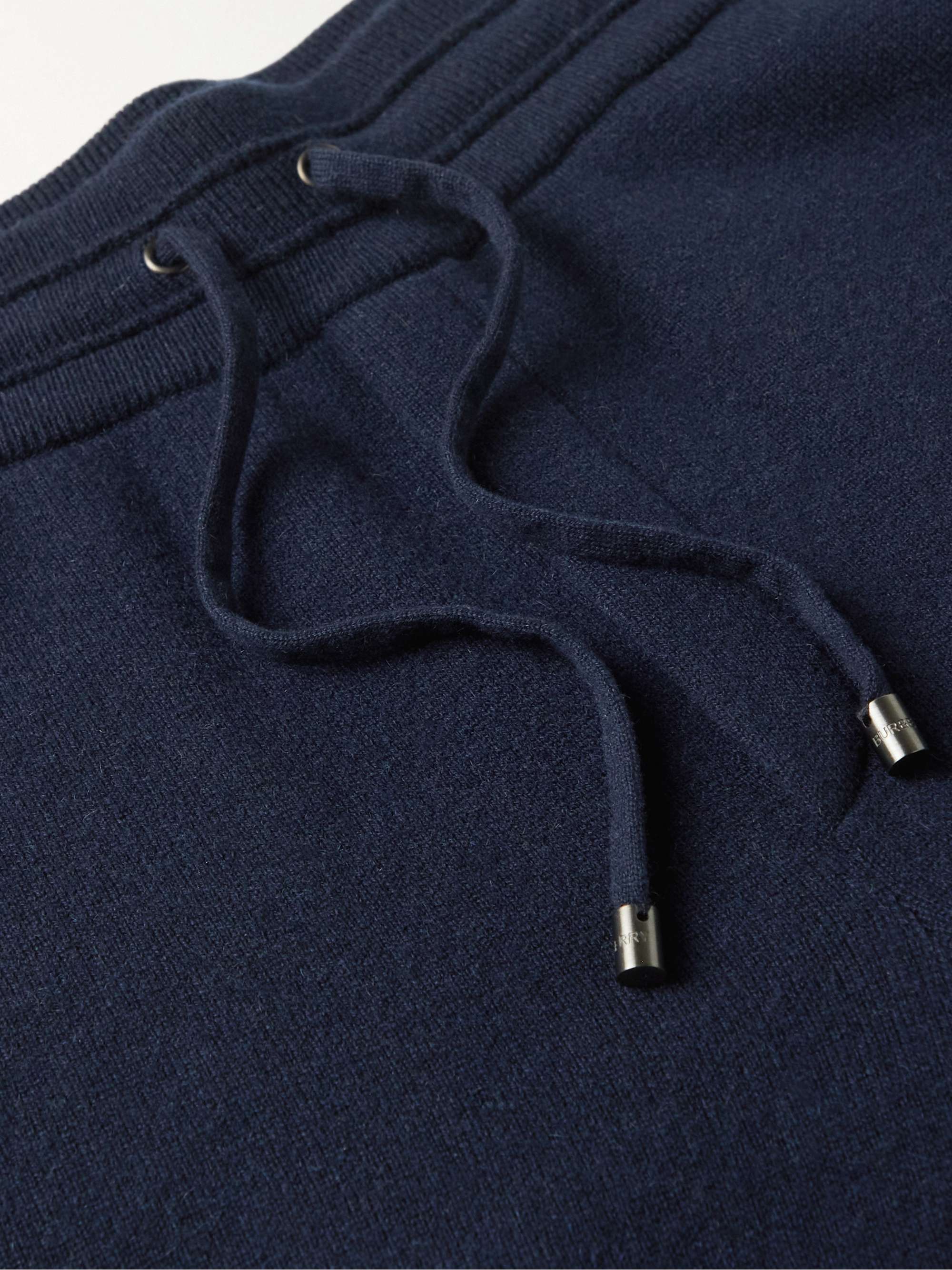 BURBERRY Tapered Logo-Embroidered Cashmere-Blend Sweatpants
