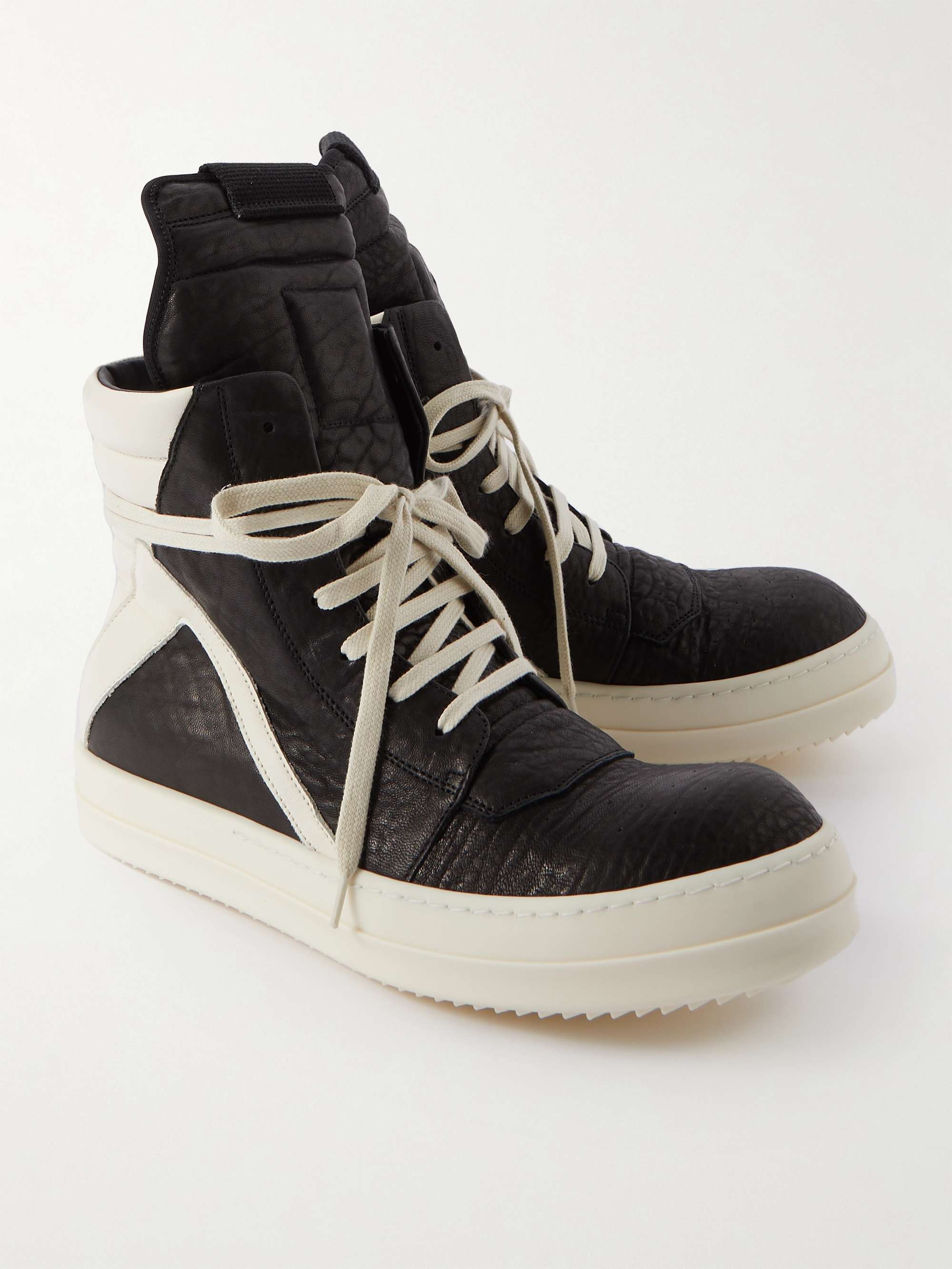RICK OWENS Geobasket Full-Grain Leather High-Top Sneakers