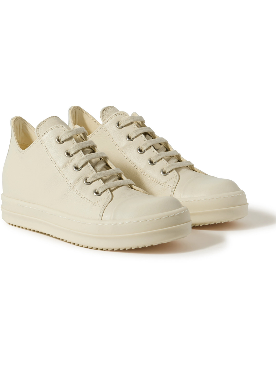 Rick Owens Kids Leather Sneakers In Neutrals