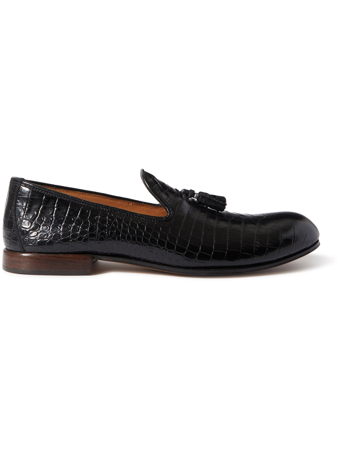 TOM FORD NICOLAS CROC-EFFECT LEATHER TASSELLED LOAFERS