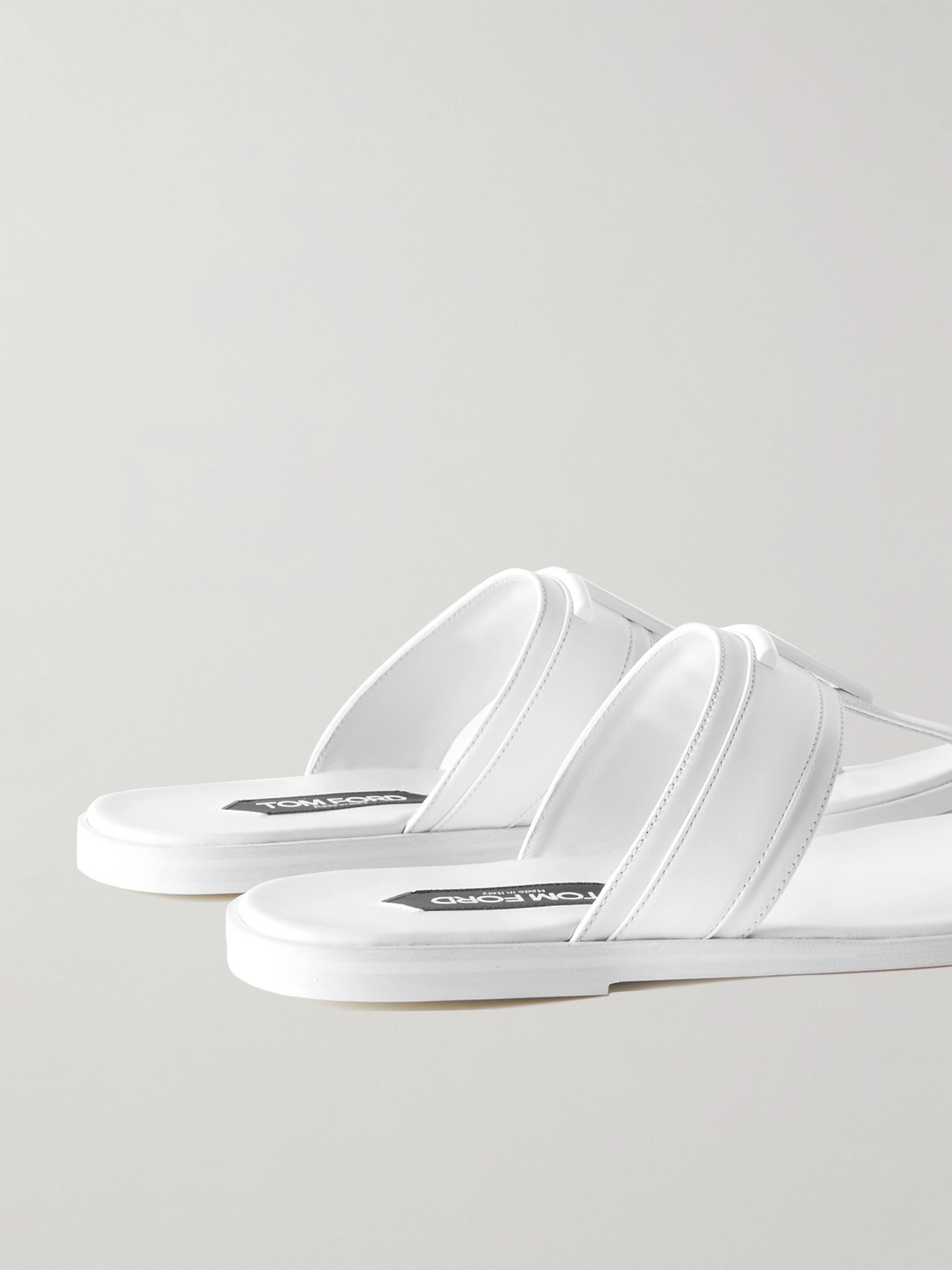 Tom Ford Brighton Logo-embellished Leather Sandals In White | ModeSens
