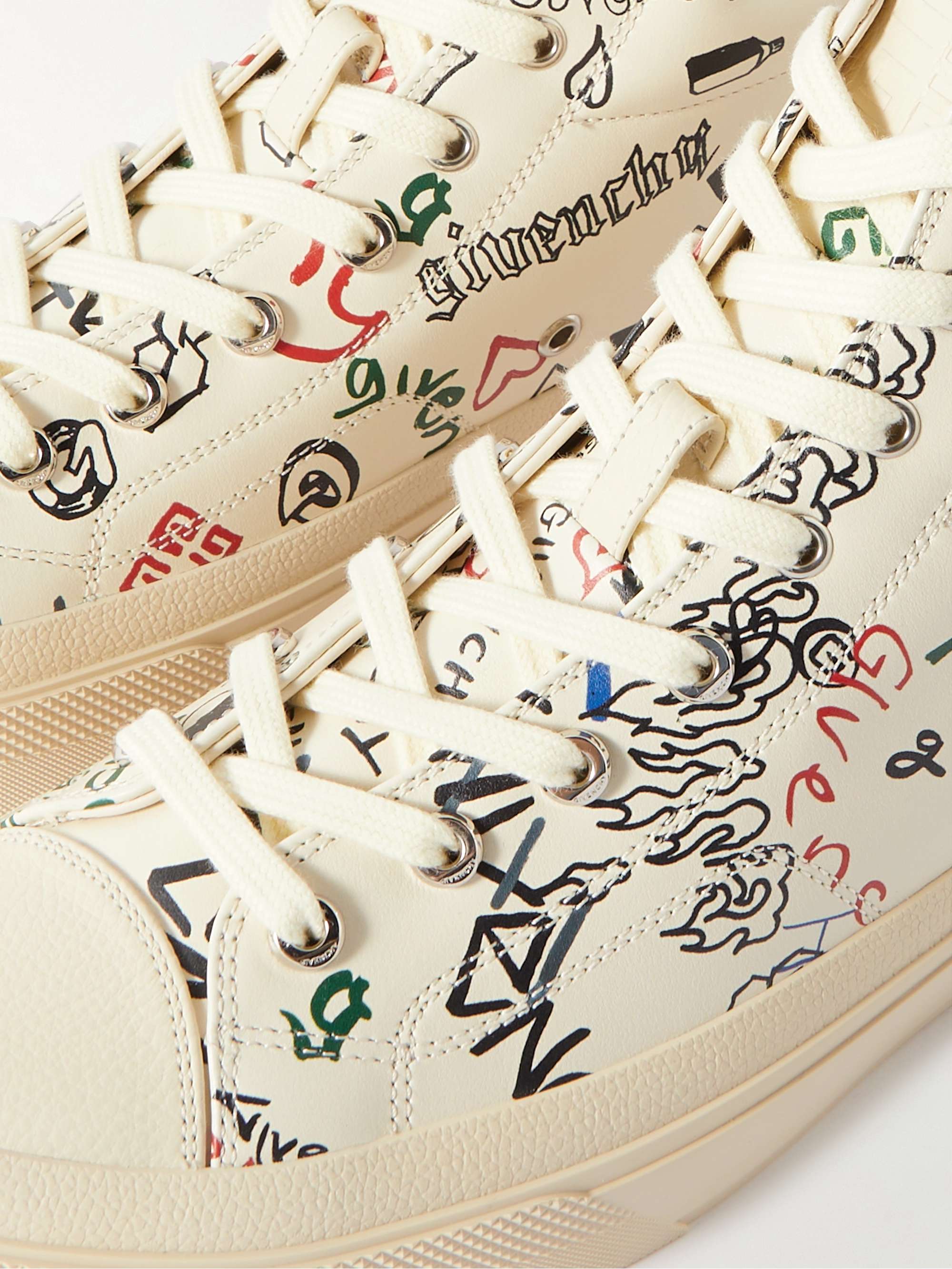 GIVENCHY City Logo-Print Leather Sneakers