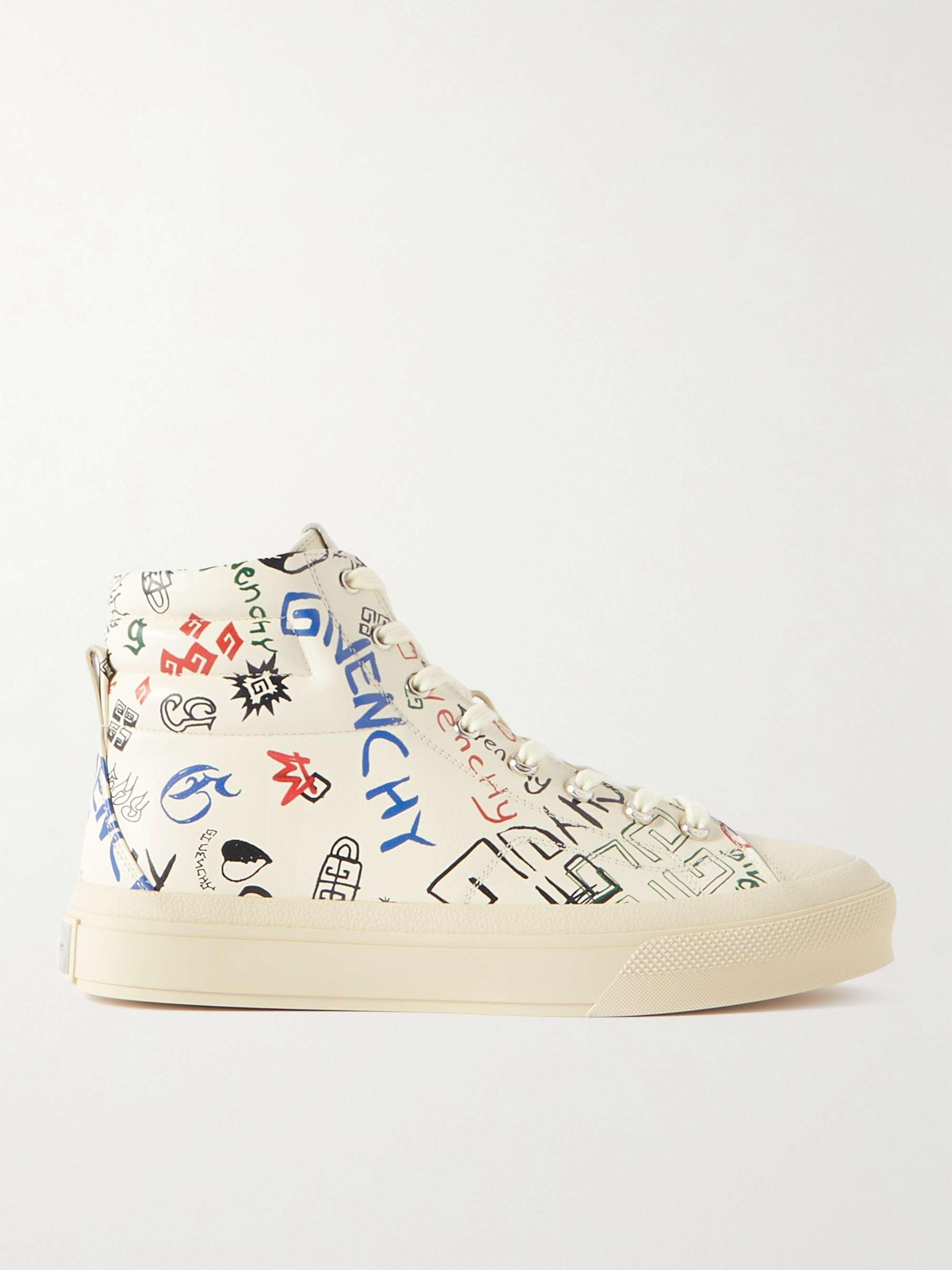 GIVENCHY City Logo-Print Leather Sneakers