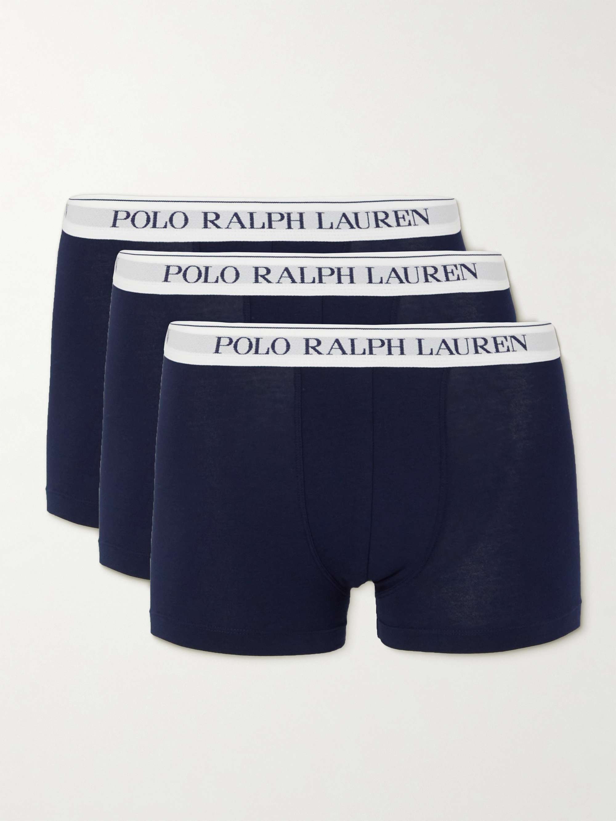 폴로 랄프로렌 Polo Ralph Lauren Three-Pack Stretch-Cotton Jersey Boxer Briefs,Navy