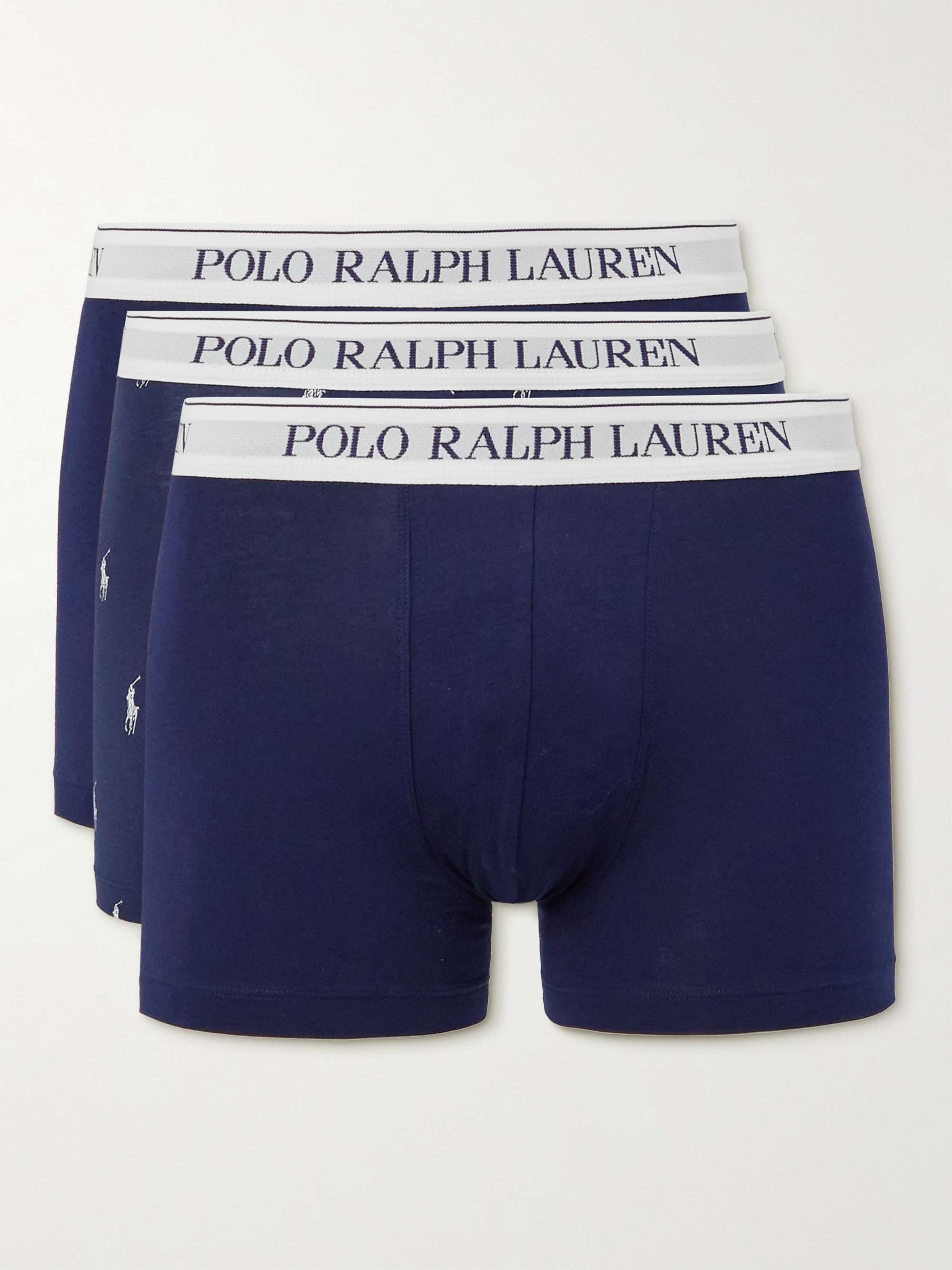 폴로 랄프로렌 Polo Ralph Lauren Three-Pack Stretch-Cotton Boxer Briefs,Navy