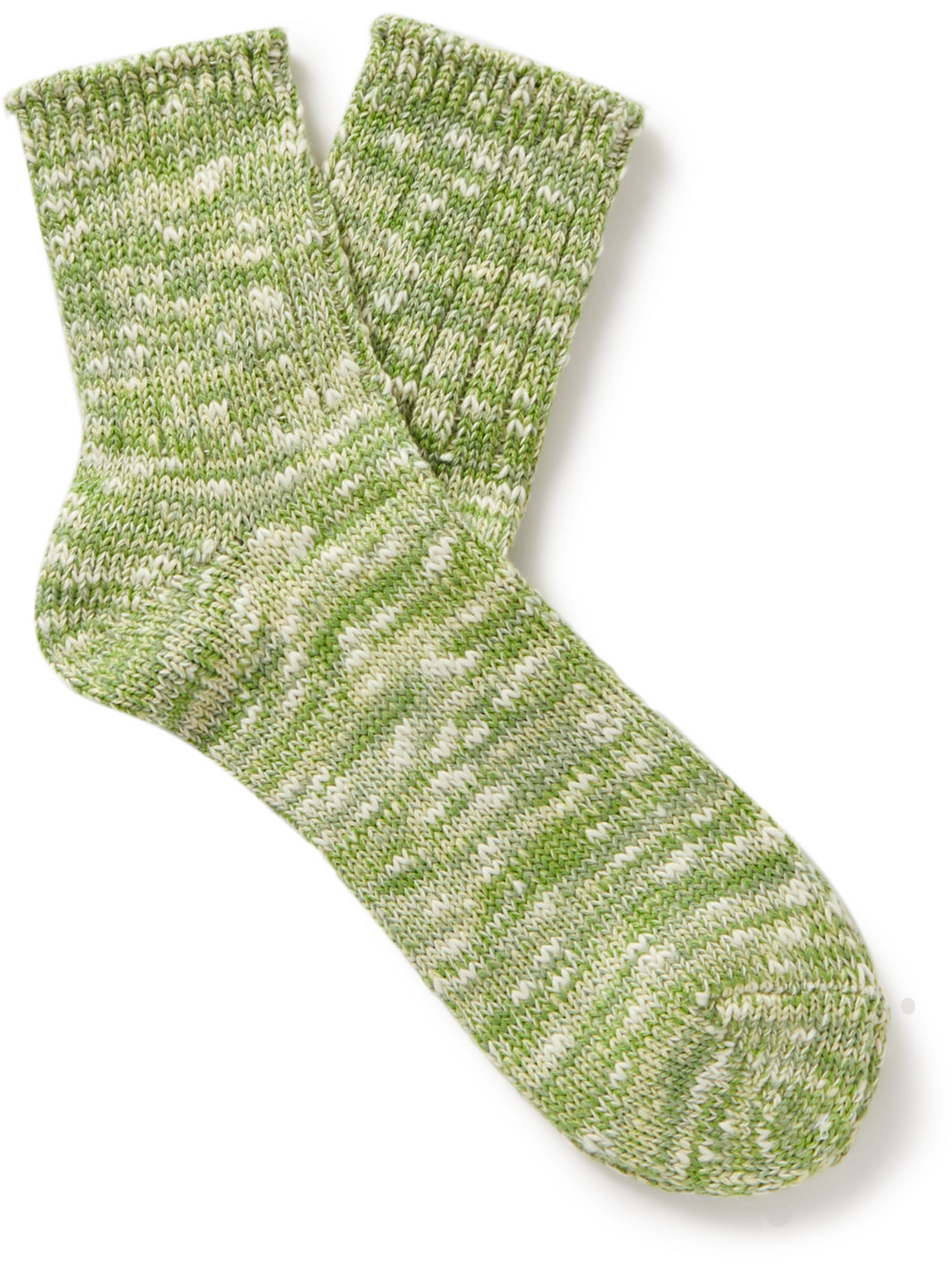 Anonymous Ism Ribbed Cotton-blend Socks In Green