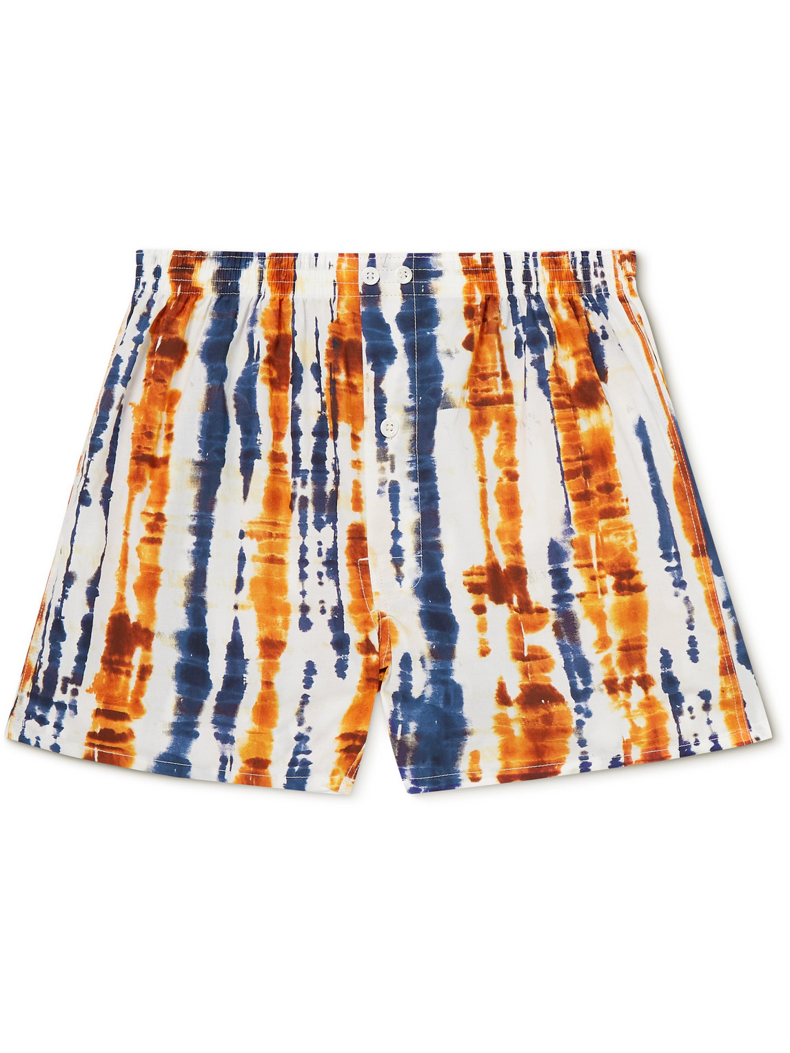 Anonymous Ism Tie-dyed Cotton Boxer Shorts In Orange
