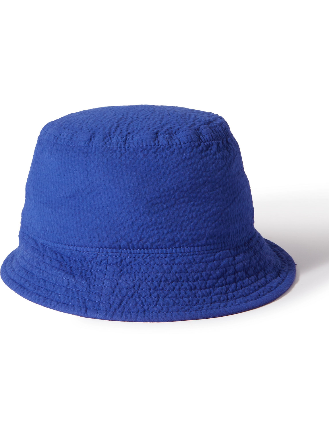 Anonymous Ism Cotton-seersucker Bucket Hat In Blue