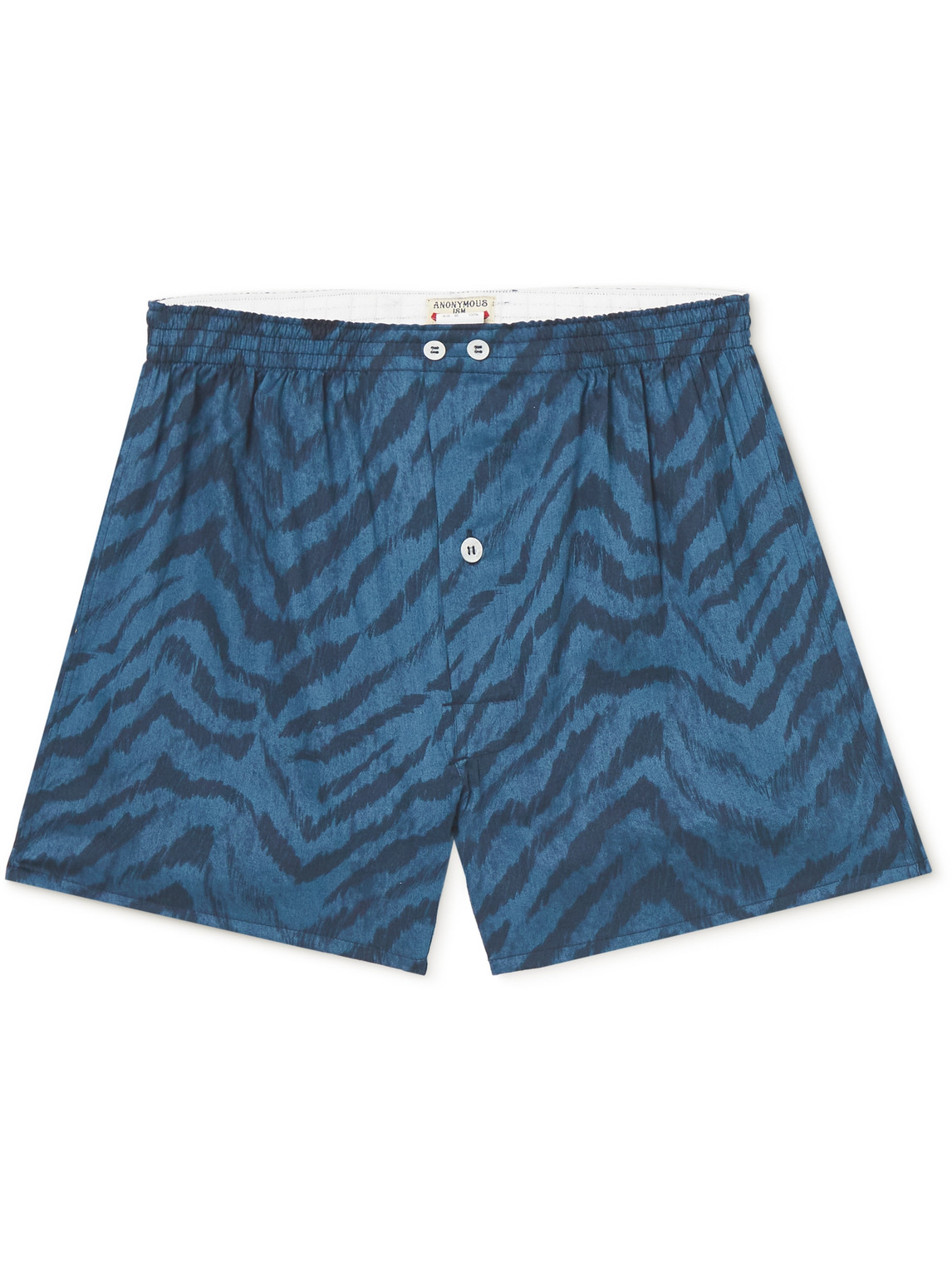 Anonymous Ism Printed Cotton Boxer Shorts In Blue