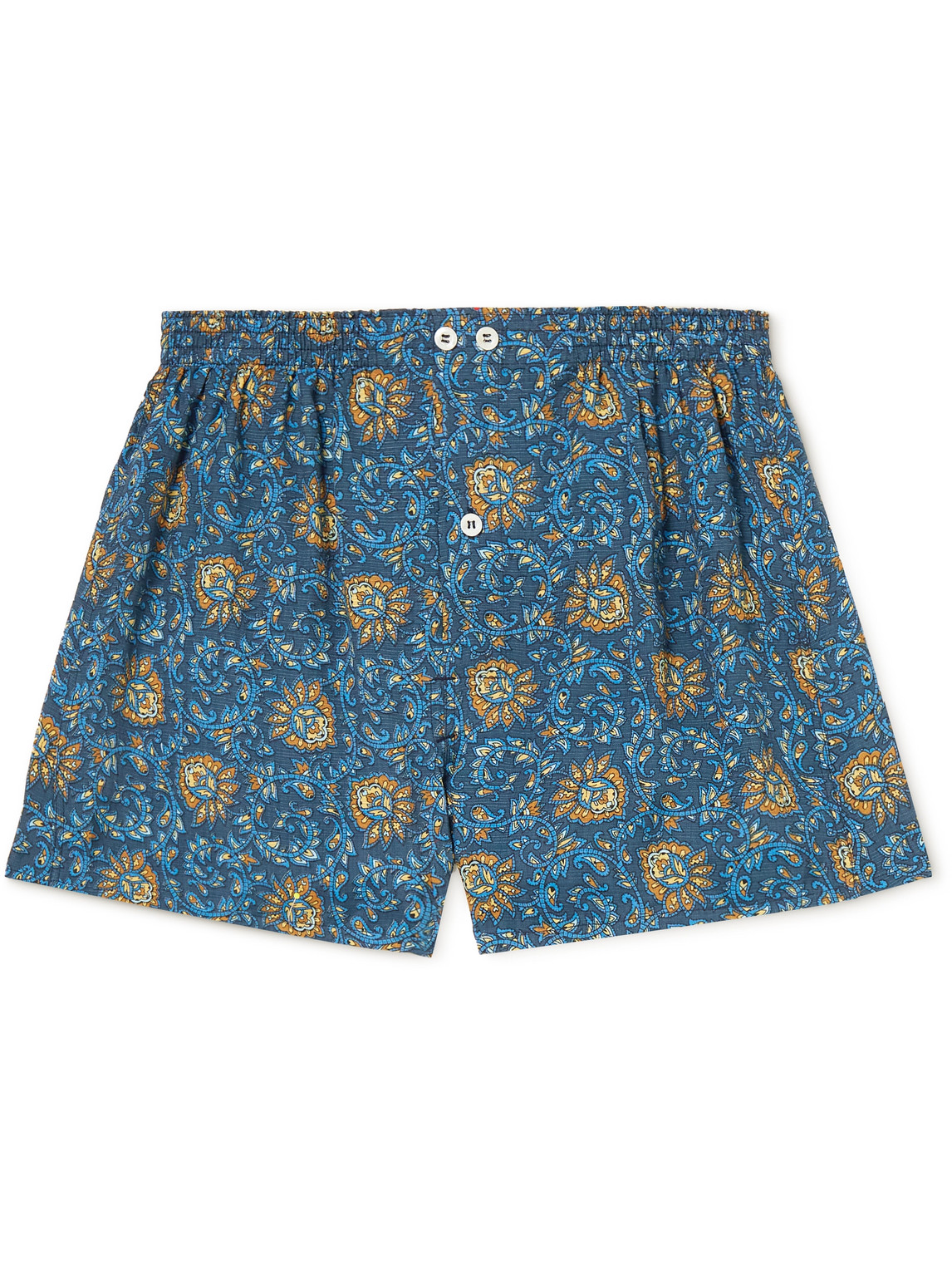 Anonymous Ism Slim-fit Printed Woven Boxer Shorts In Blue