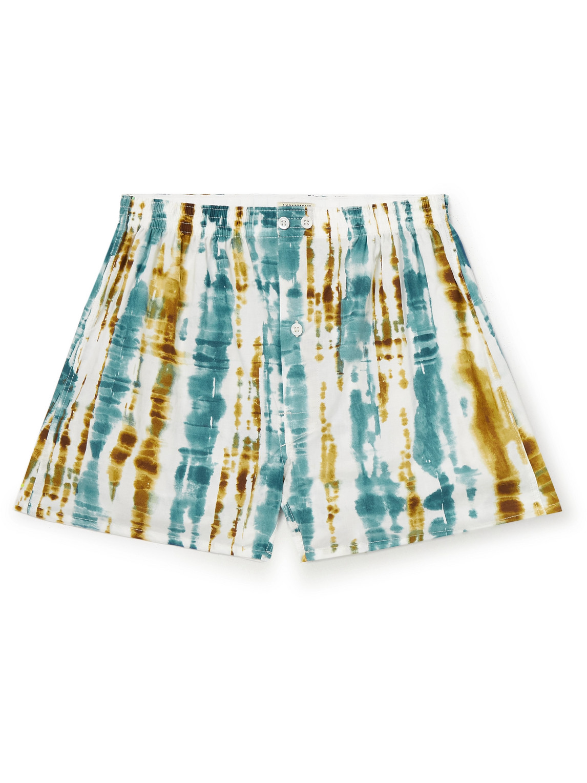 Anonymous Ism Tie-dyed Cotton Boxer Shorts In Green