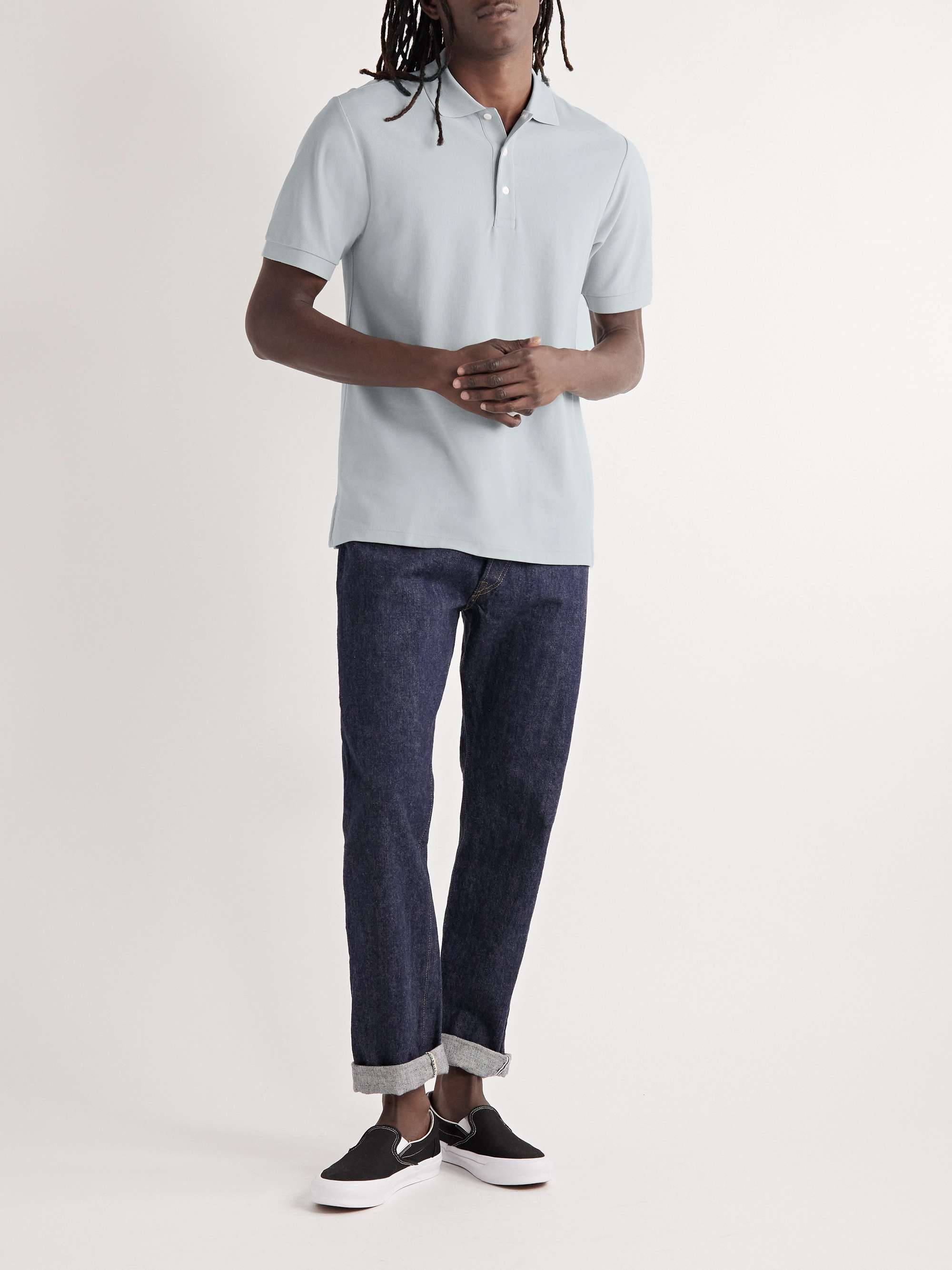 Handvaerk Pima Cotton-piqué Polo Shirt in Natural for Men Mens Clothing T-shirts Polo shirts 
