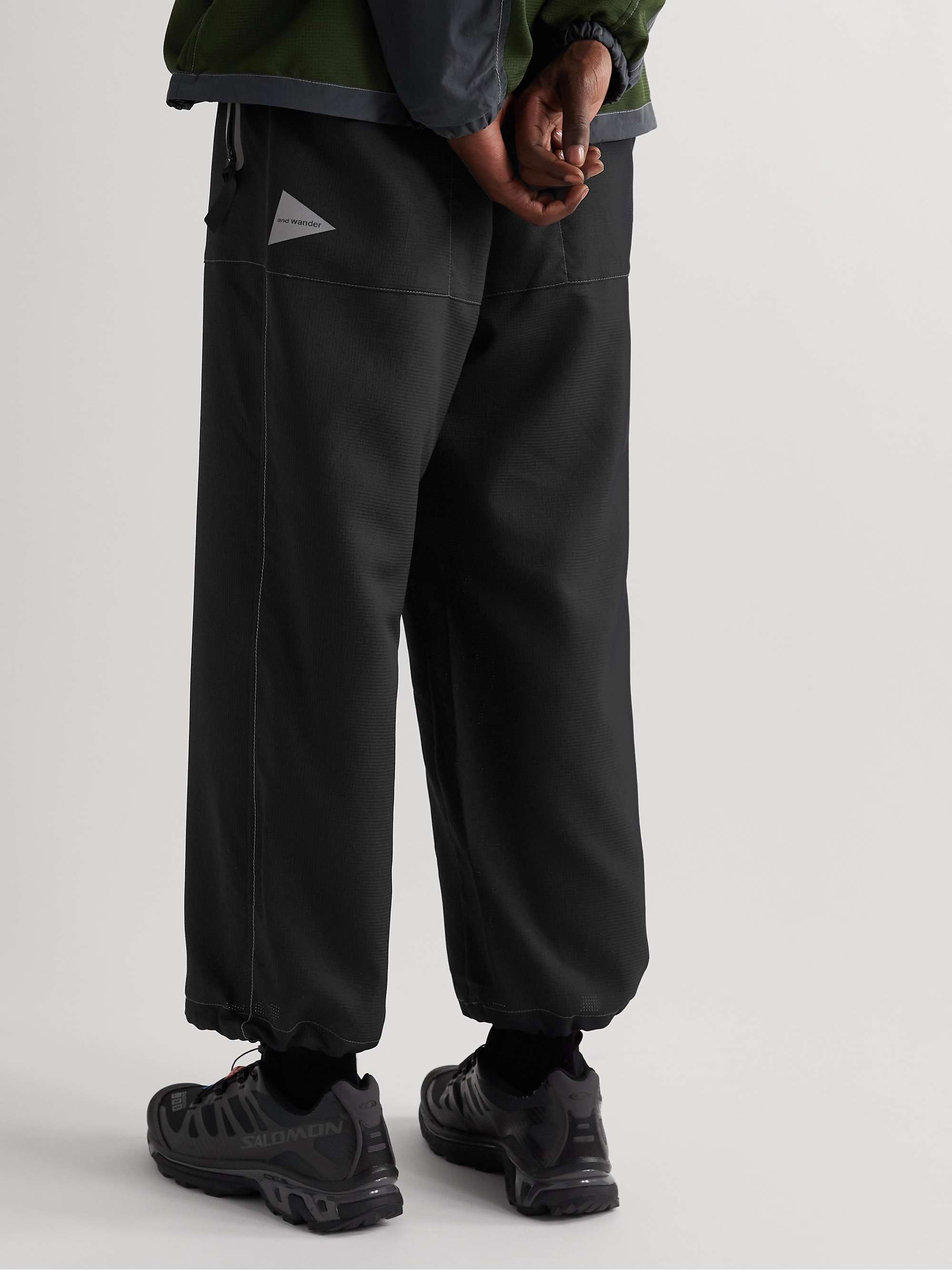 AND WANDER Vent Belted Straight-Leg Shell-Trimmed Ripstop Trousers