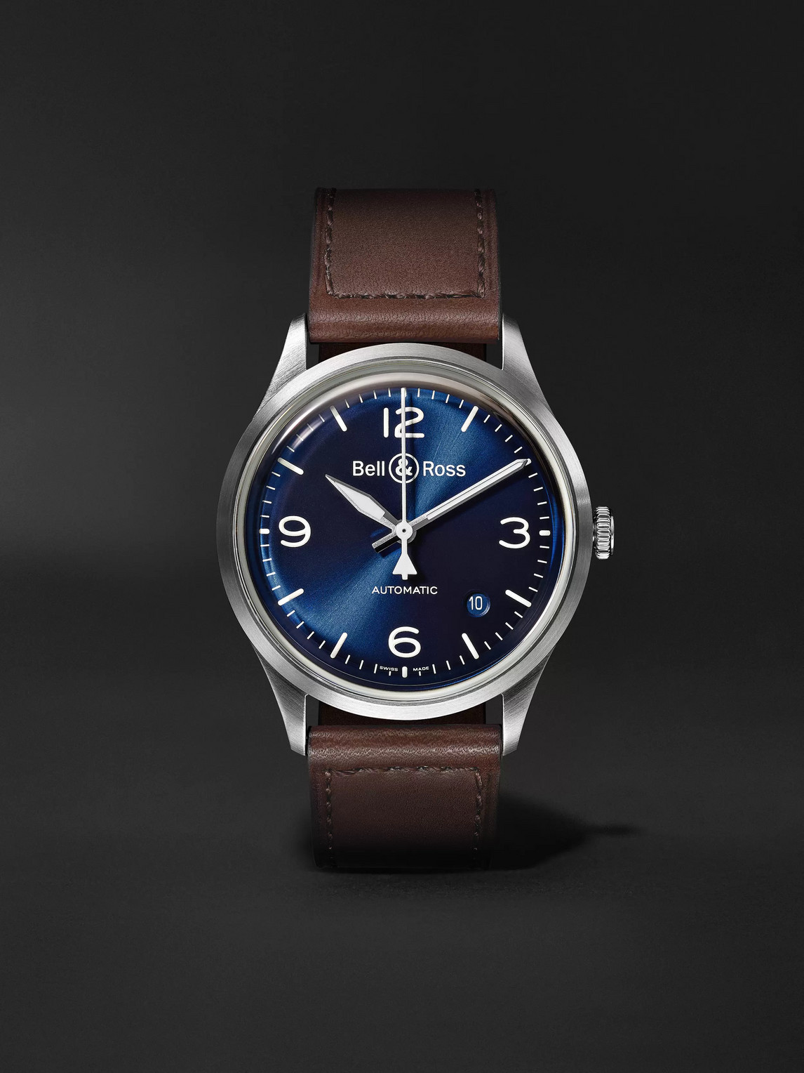 Bell & Ross Br V1-92 Blue Steel Automatic 38.5mm Steel And Leather ...