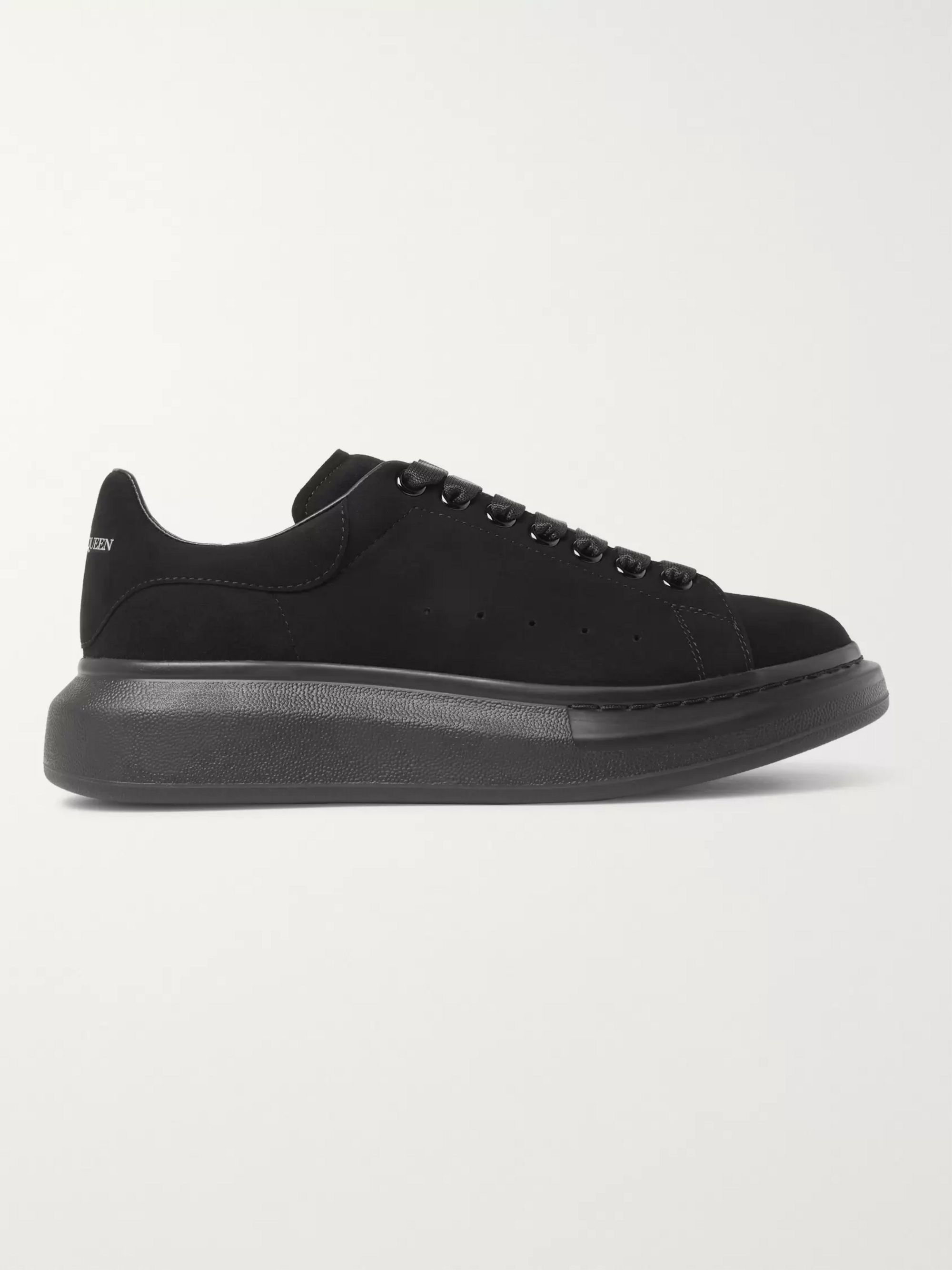 Black Exaggerated-Sole Suede Sneakers 