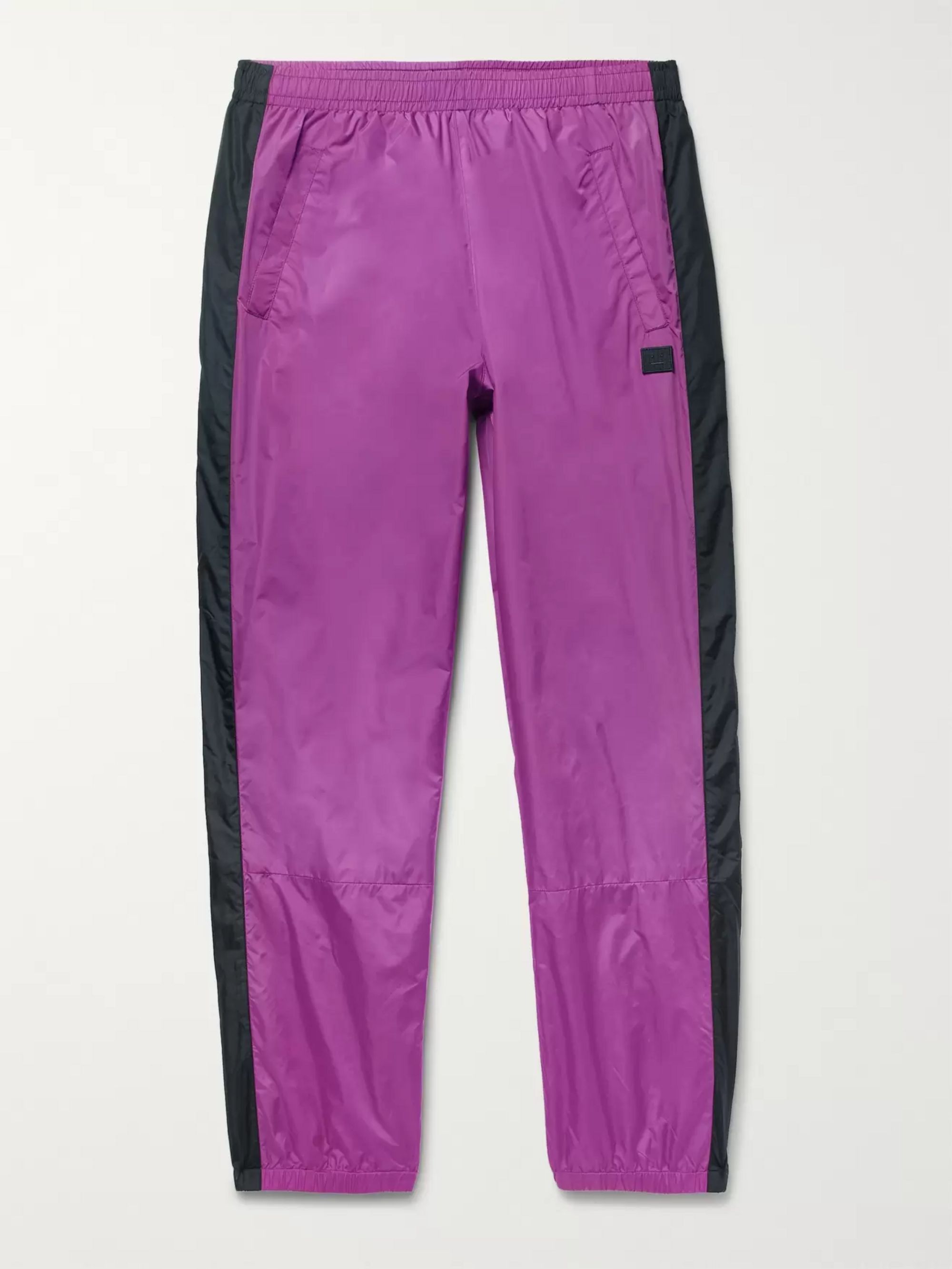 Purple Tapered Logo Appliqued Striped Nylon Track Pants Acne