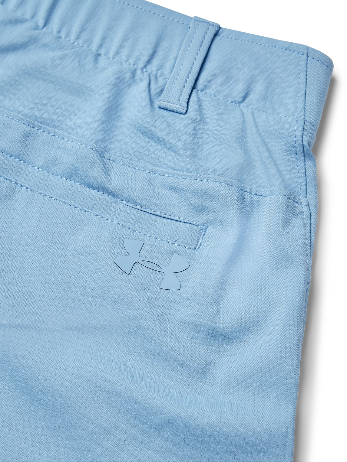 Shop Under Armour Showdown Slim-fit Herringbone Stretch Nylon-blend Golf Trousers In Blue