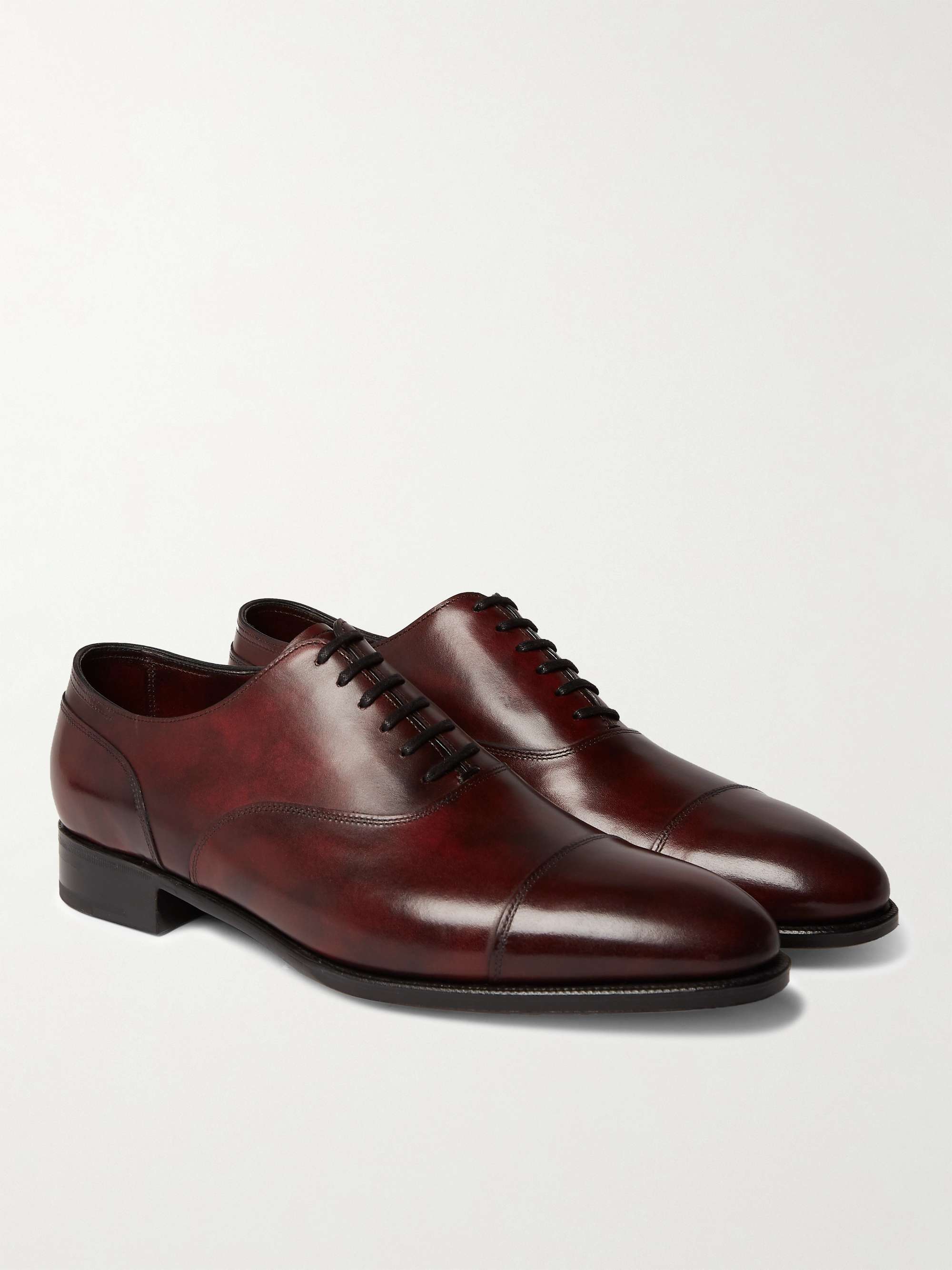JOHN LOBB Alford Museum Burnished-Leather Cap-Toe Oxford Shoes