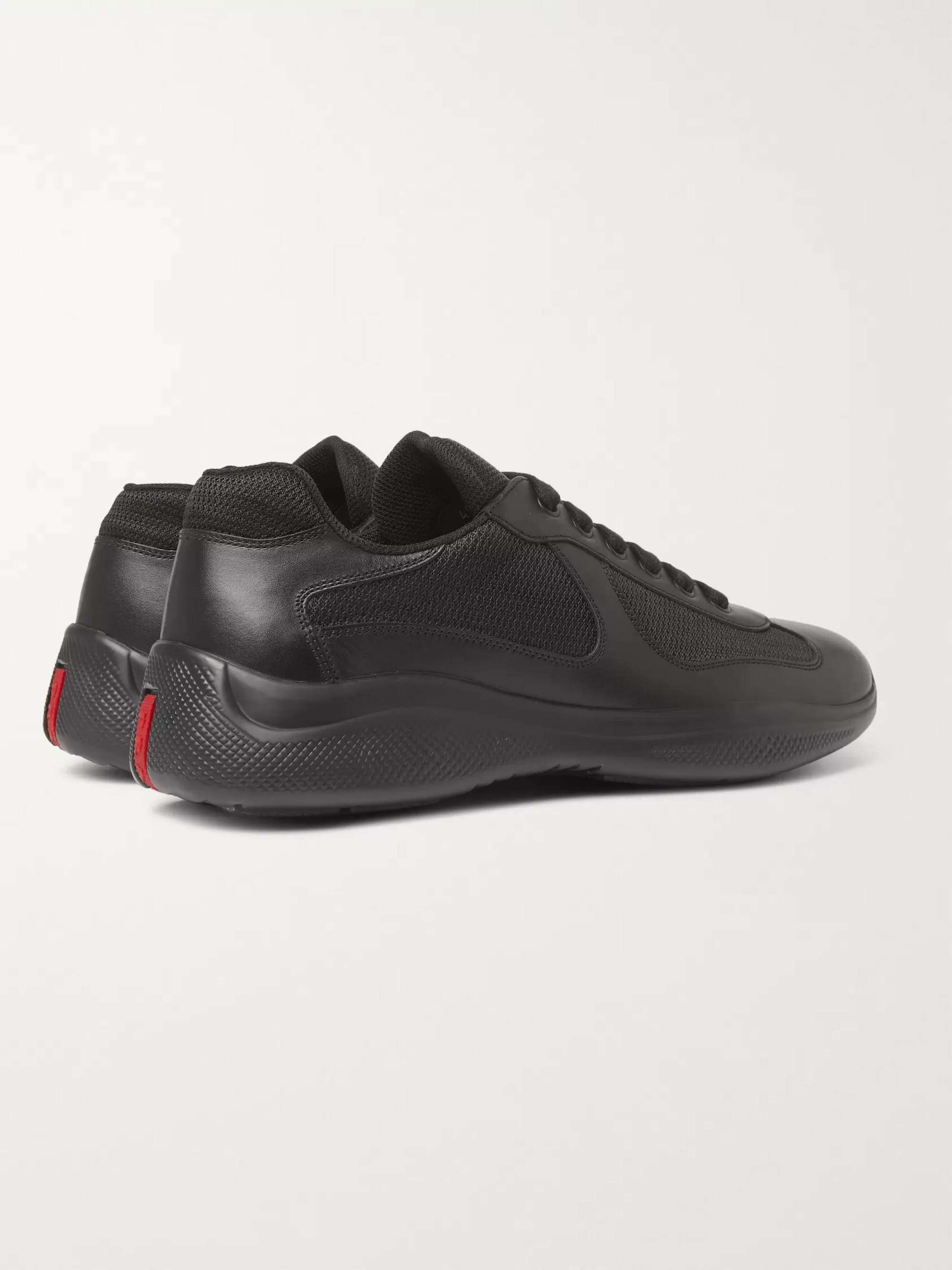 PRADA America's Cup Leather and Mesh Sneakers