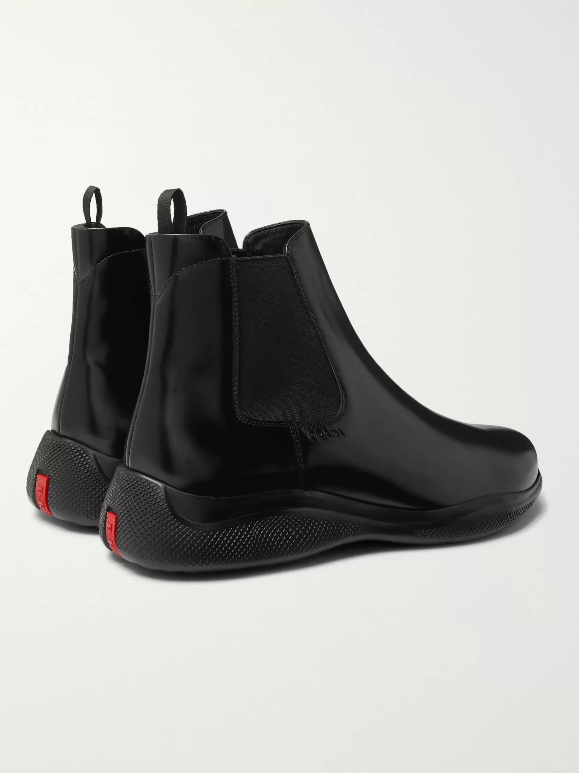 Black Spazzolato Leather Chelsea Boots 