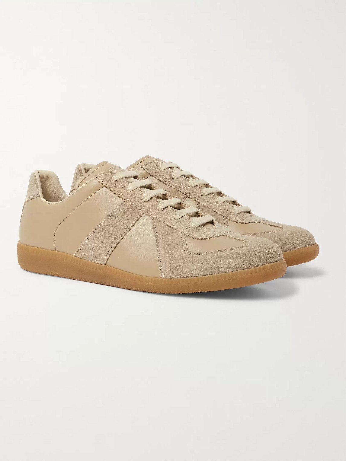 MAISON MARGIELA REPLICA SUEDE AND LEATHER SNEAKERS