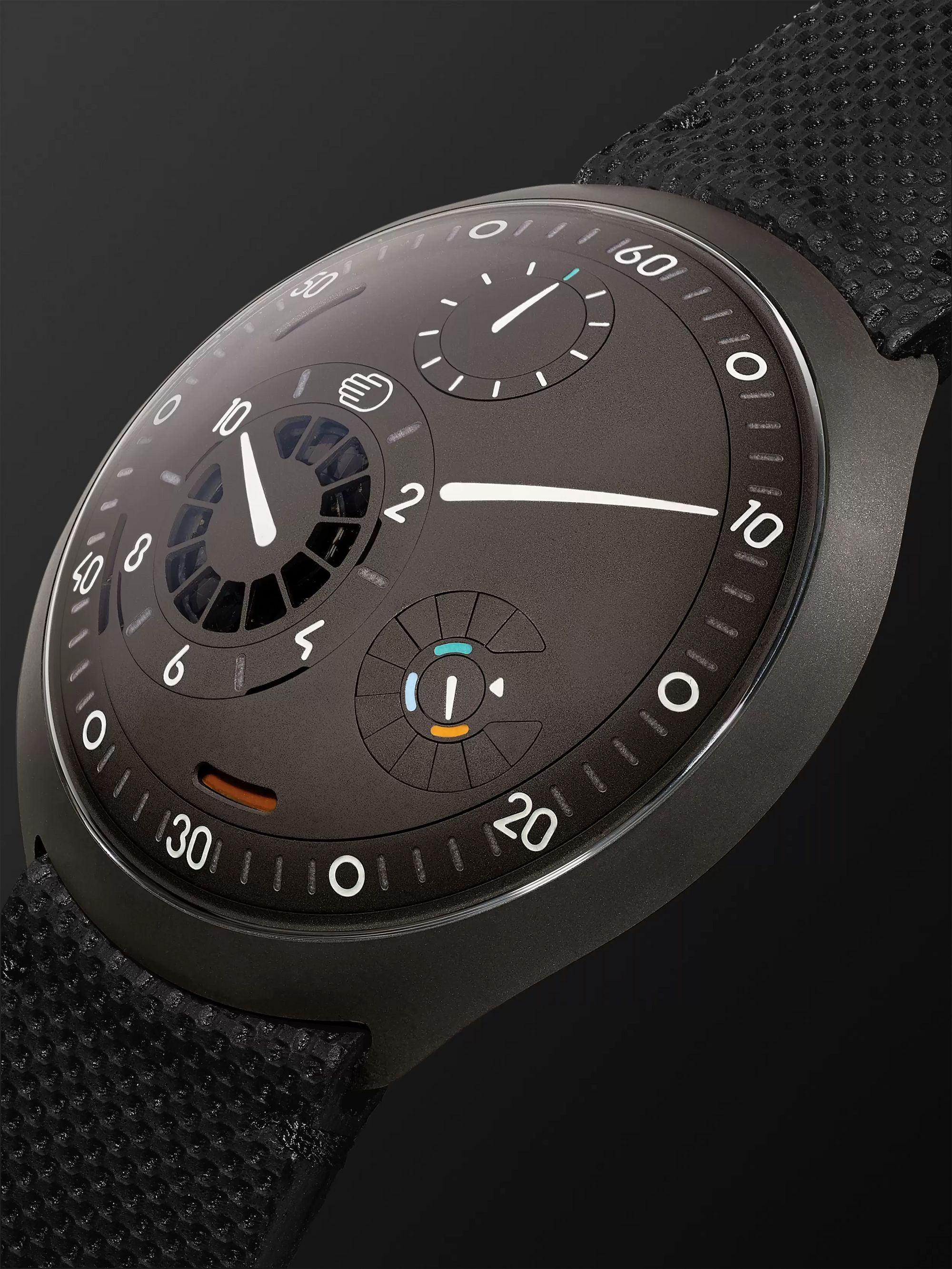 RESSENCE Type 2A Automatic 45mm Titanium and Leather Watch with Smart Crown Technology